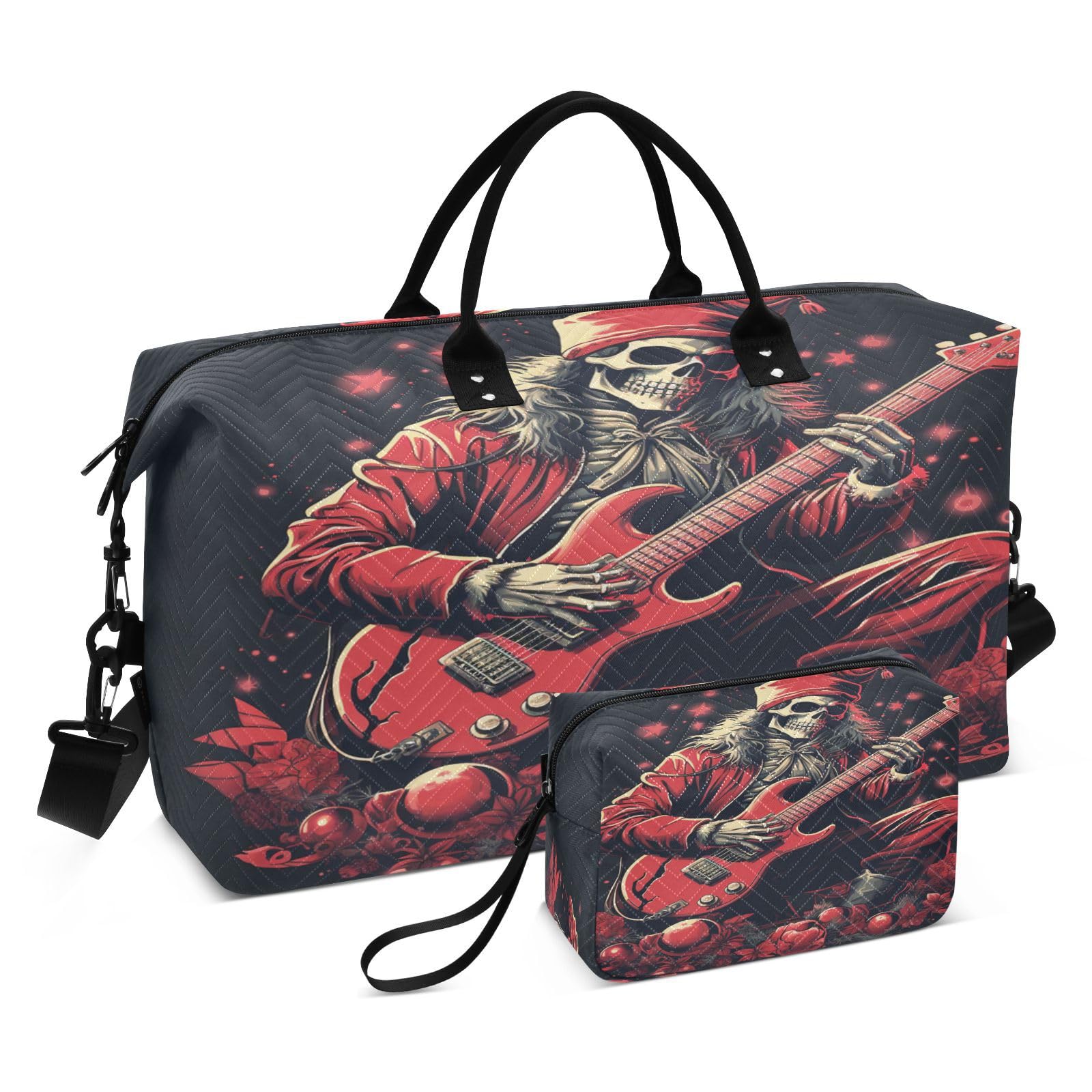 Coo Skull Santa Sports Swim Gym Bag Weekender Duffel Travel Bags Handbag with Makeup Storage Bag for Girls Men