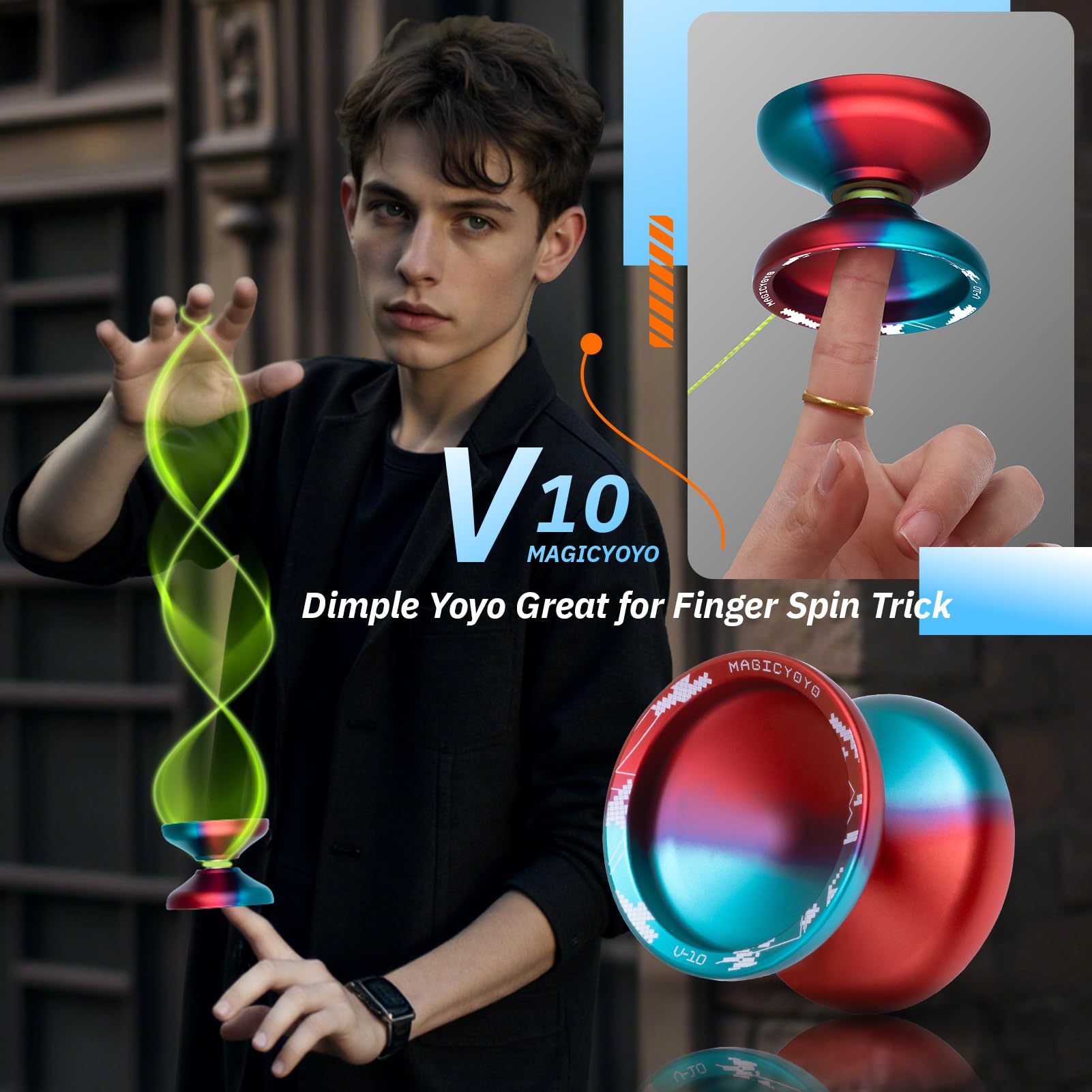 Amazon.com: MAGICYOYO V10 Professional Finger Spin Yoyo, Dual