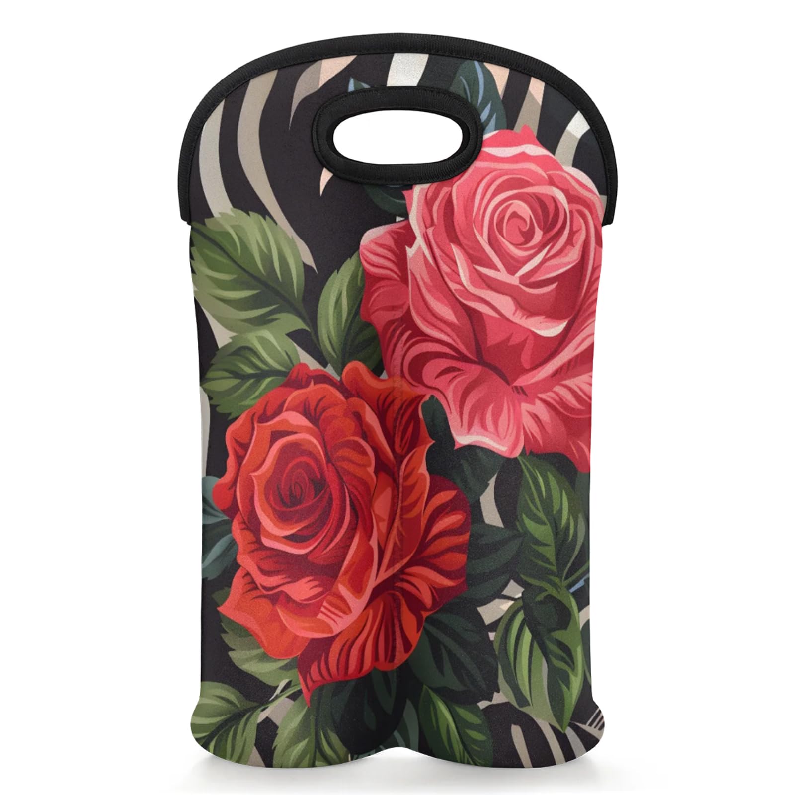 GzLeyigou 2 Bottles Rose Pink Red Wine Bag Sleeve Totes Neoprene Protective Wine Carrier Bag for Wine,Water, Champagne, Beer, Baby Bottles,Gift 14.5 x 10 Inches