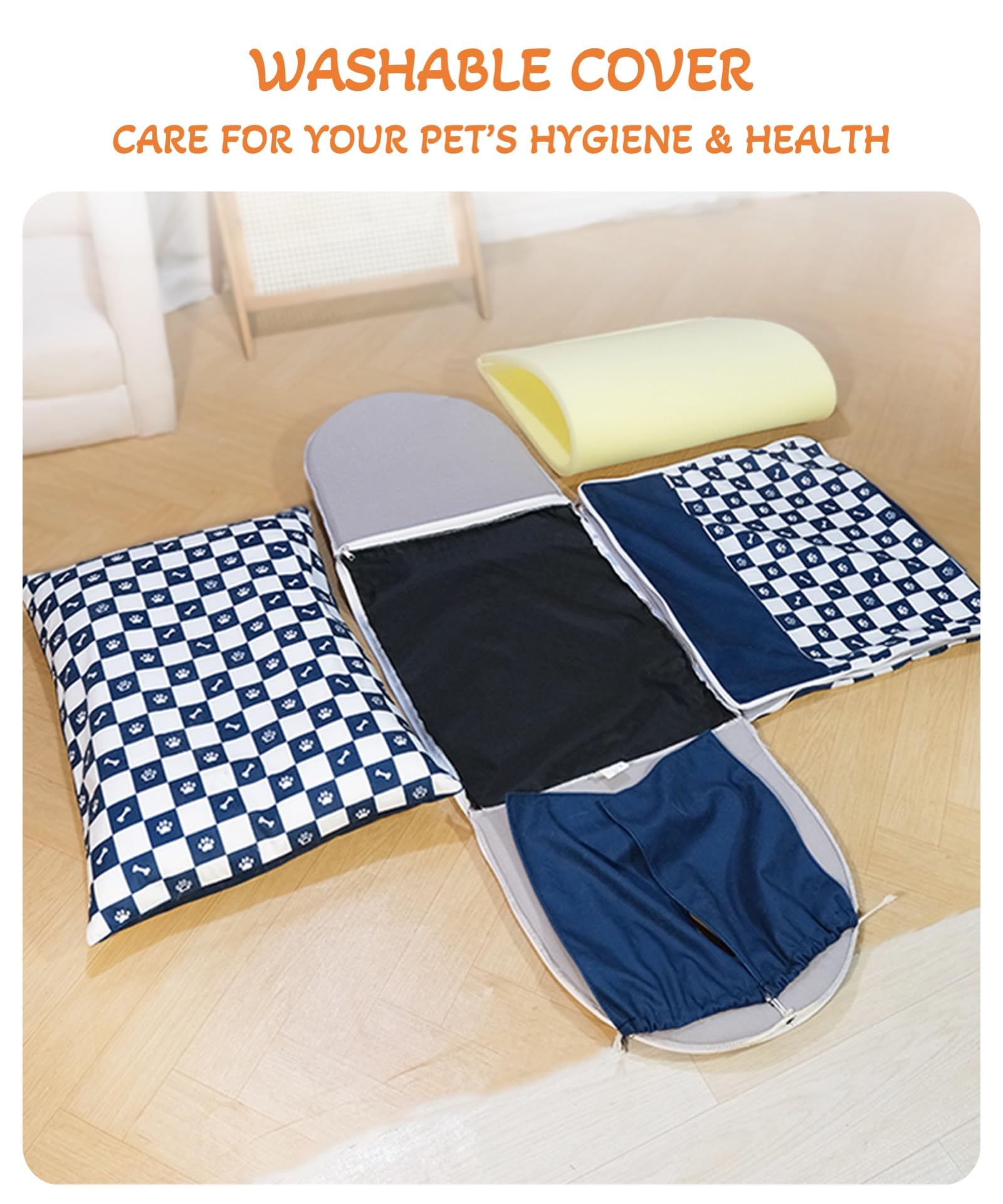 Cuccia multiuso 2 in 1, morbida cuccia per cani e gatti, trasformabile in letto con cuscino caldo e tenda, fodera portatile rimovibile e lavabile (Deluxe, grigio a quadri, grande)