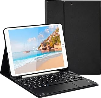 LAMA Touchpad Keyboard Case for iPad 10.2" 9th 8th 7th Generation, iPad 9th Generation Case with Keyboard, Flip Stand Keyboard Case with Pencil Holder for iPad Air 10.5"(3rd Gen)/iPad Pro 10.5 in,BK