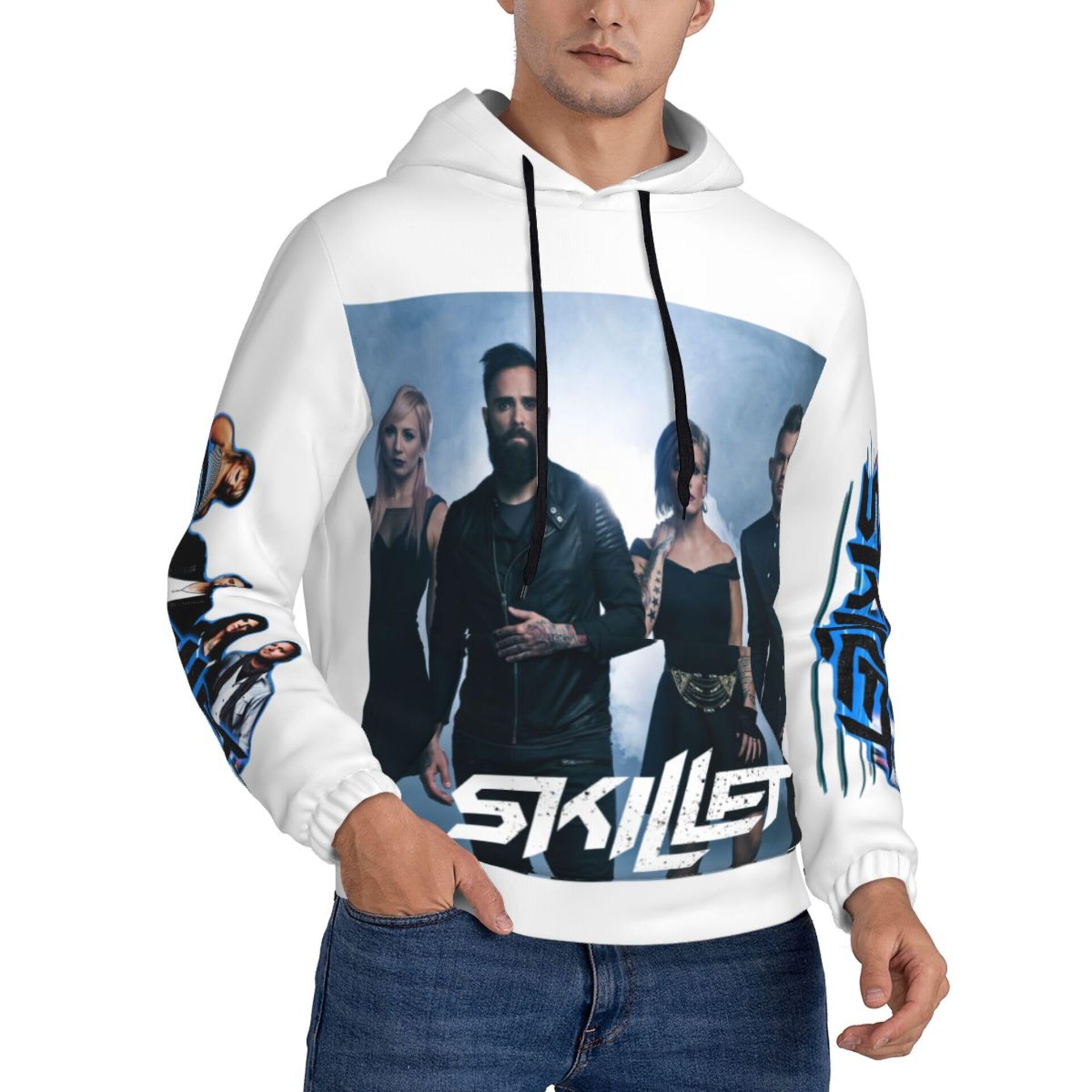 Mzpqdkslk Men's 11 Skil&Let Logo Graphic ​​Black Numan Hoodie Long Sleeve Sweatshirt For ​​Teen Boy Hooded Neck Music Band Pullover Clothes Merch For Fans Gift