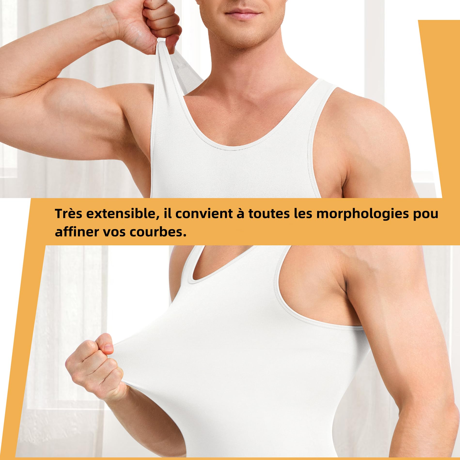 Bafully Débardeur Gainant Homme Débardeur de Compression Homme Maillot de Corps Gaine Ventre Plat Homme Gainant Minceur sous-vêtements sans Couture
