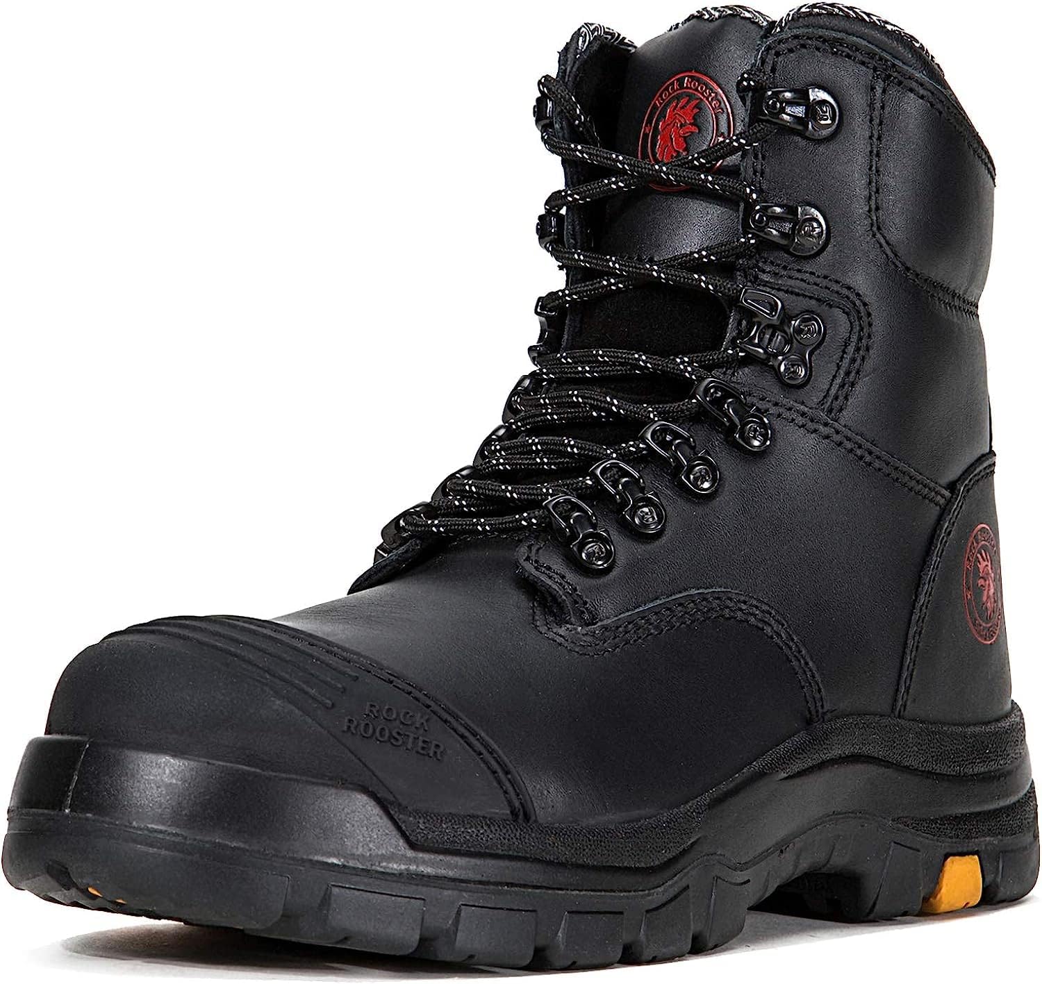 ROCKROOSTER Work Boots for Men, 8 inch, Steel Toe, Oiled Leather Boots, Static Dissipative, Breathable, Quick Dry, Anti-Fatigue, AK232 AK245