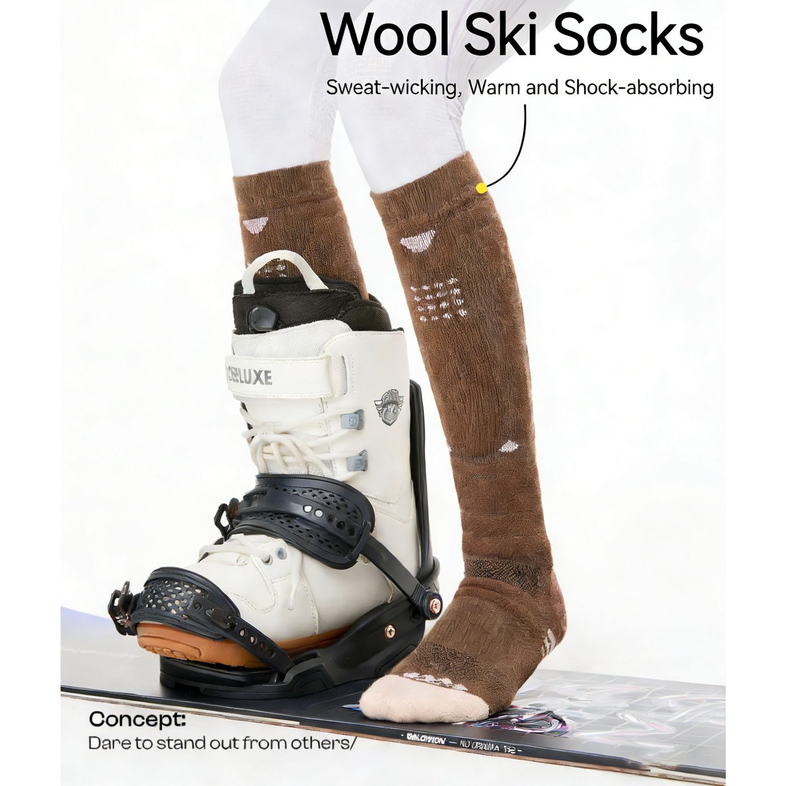 2 Pares Calcetines Esquí Lana Merino Para Hombre y Mujer Térmicos Hasta la Rodilla Calcetines Invierno Absorbe la humedad Calcetines Altos De Compresión para Esquí,Snowboard y Excursionismo
