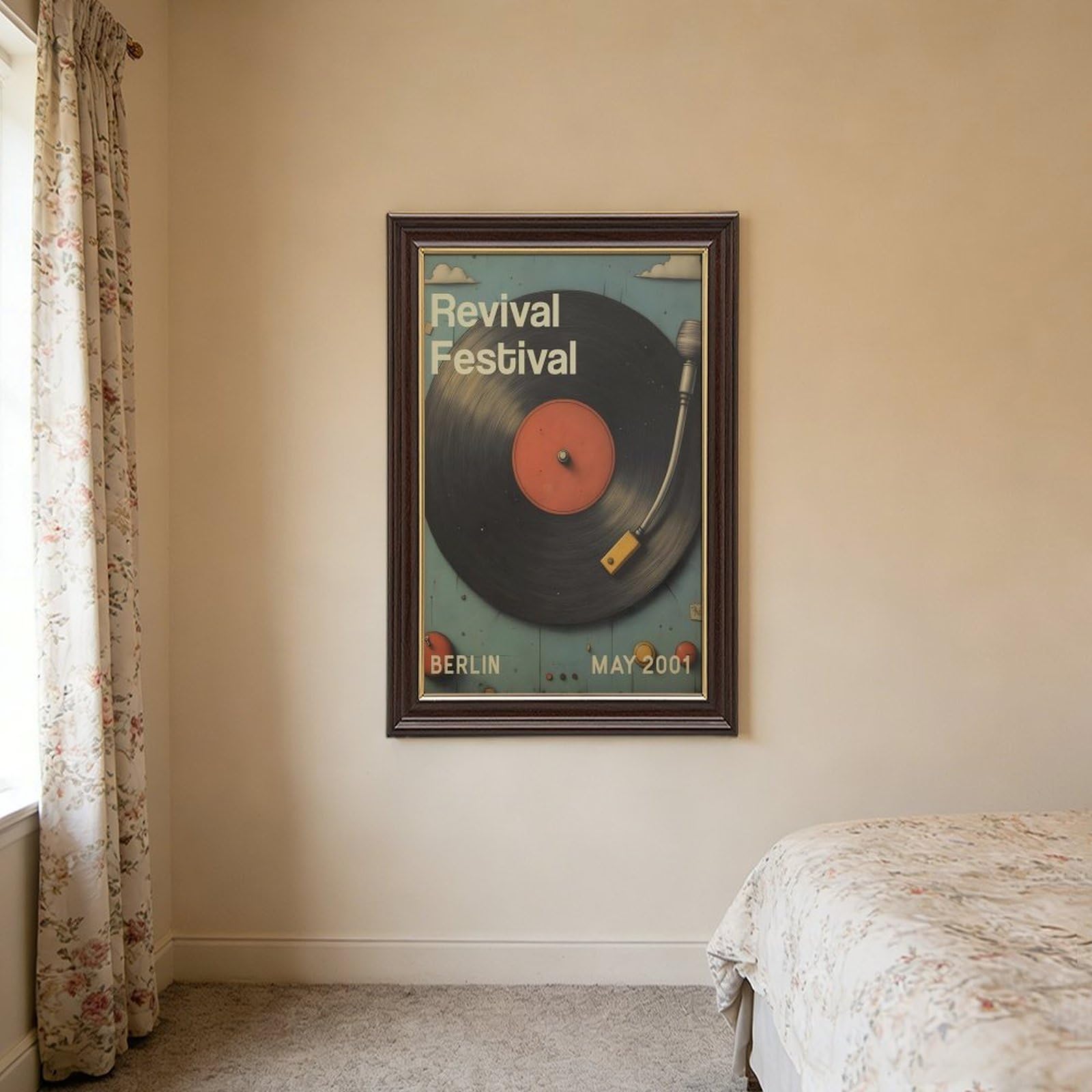 Vinyl Revival, poster musicale su tela, decorazione per camera da letto, ufficio, stanza, regalo, 40,6 cm L x 61 cm W