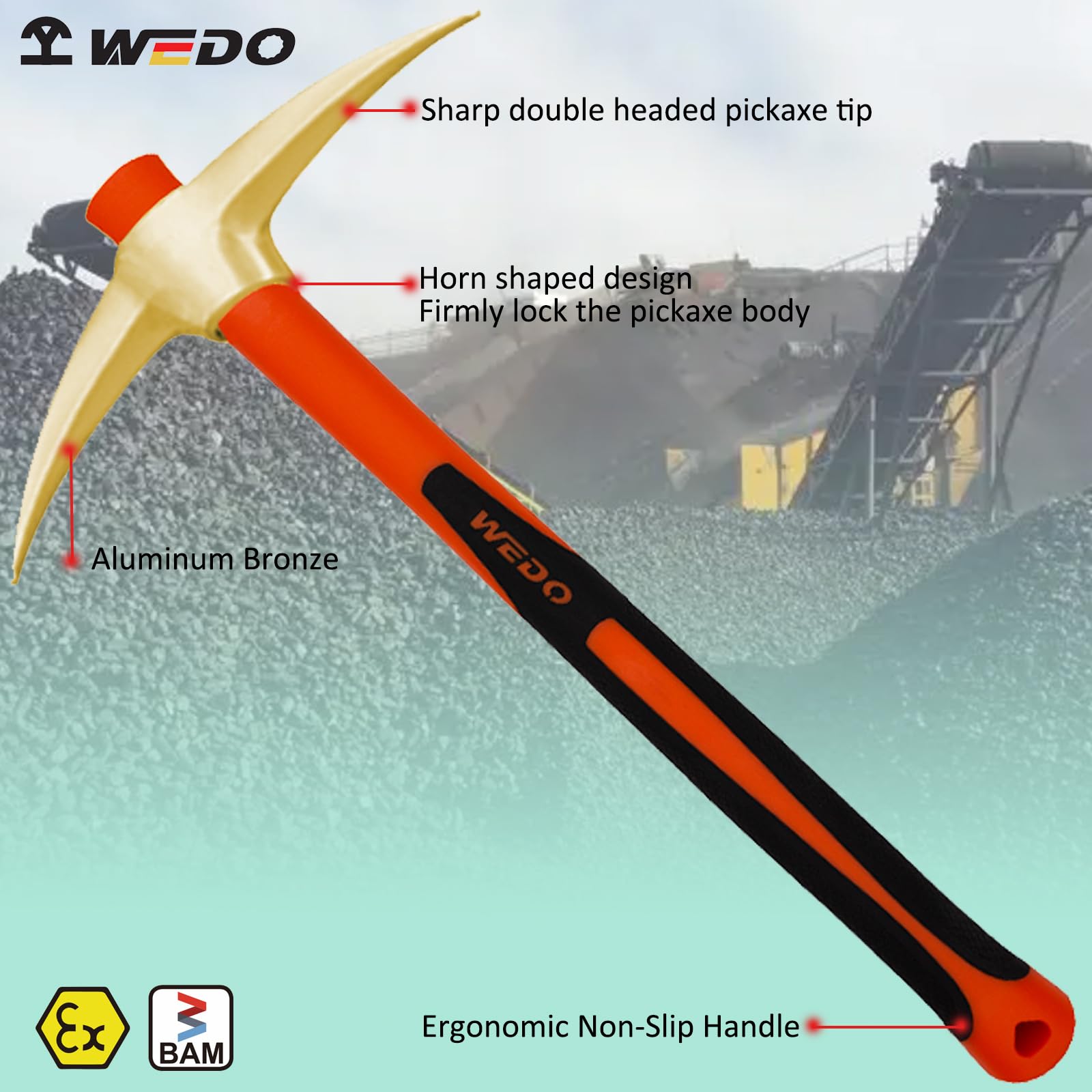 Amazon.com : WEDO Non-Sparking Railroad Pick Axe,Pick Mattock,Adze