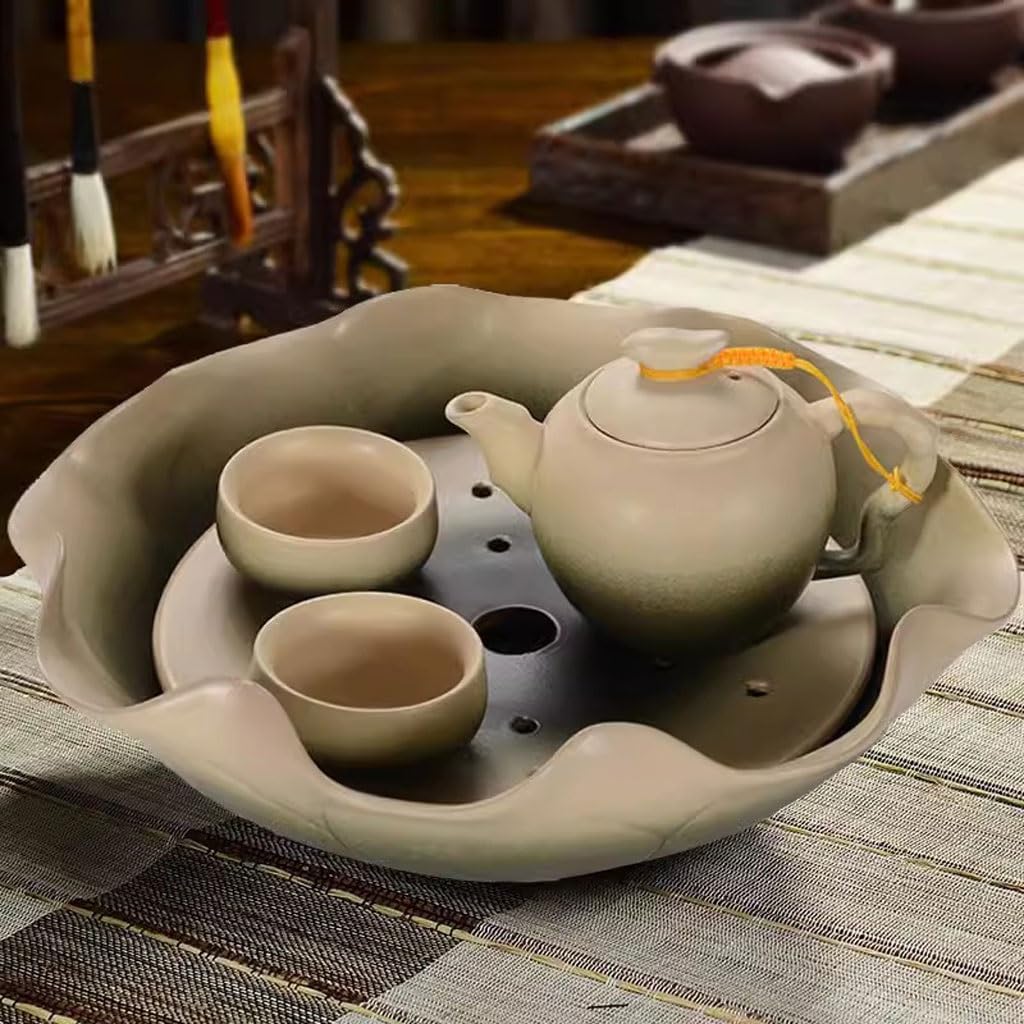 Blat taca na kawę kreatywna retro ceramiczna taca na herbatę salon taca biurowa okrągła taca suchy stół do parzenia kawy zestaw do herbaty Kung Fu pulpit taca na herbatę