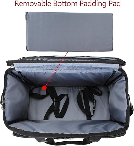 Miniatura 18 de LUXJA Estuche para máquina de coser con plataforma desmontable y almohadilla inferior extraíble, bolsa rodante que se adapta a la mayoría de Morado