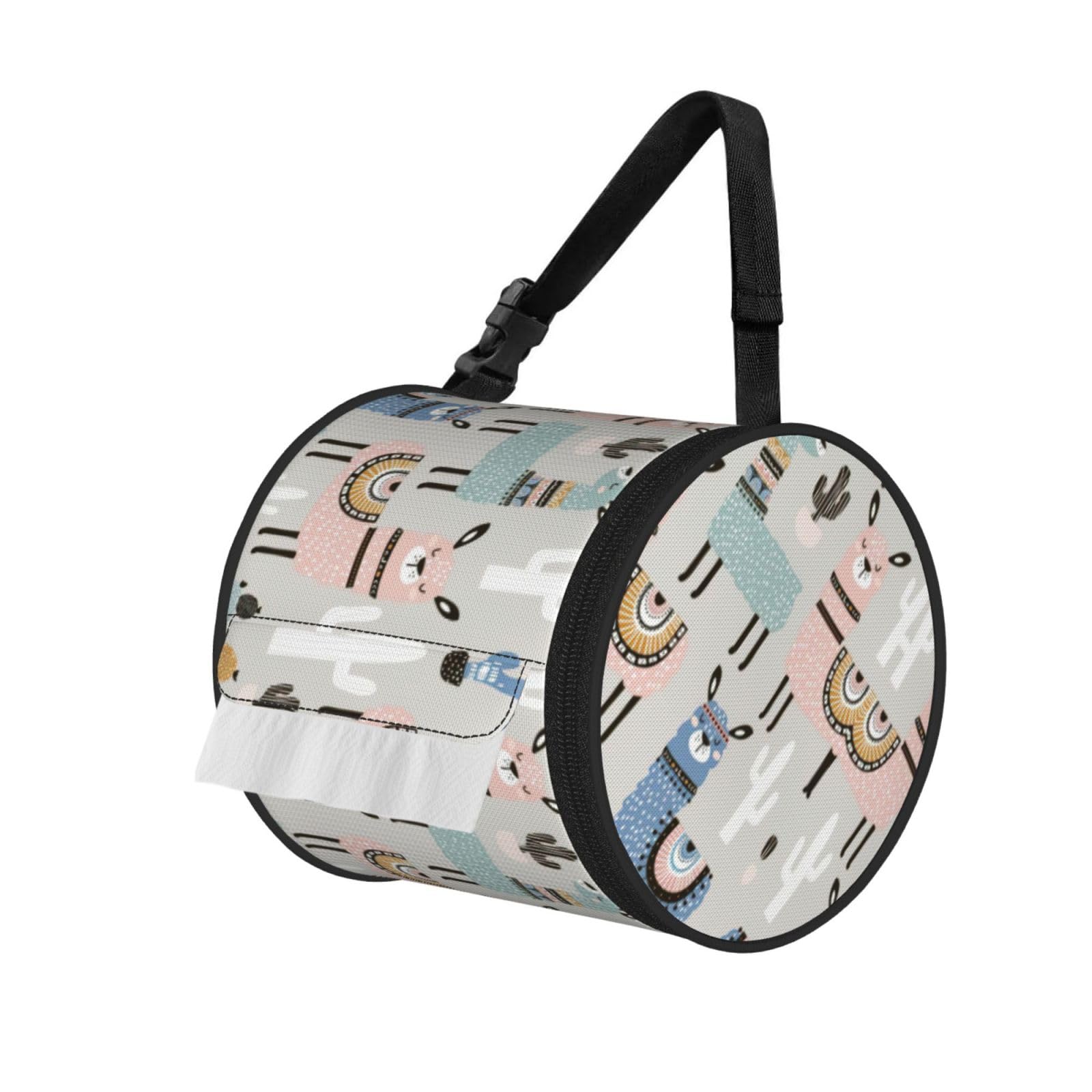 Llama Cactus Print Fashion Tissues Organizer Box, Hanging Tissue Holder For Purse Coins For Car Office Daily Outing