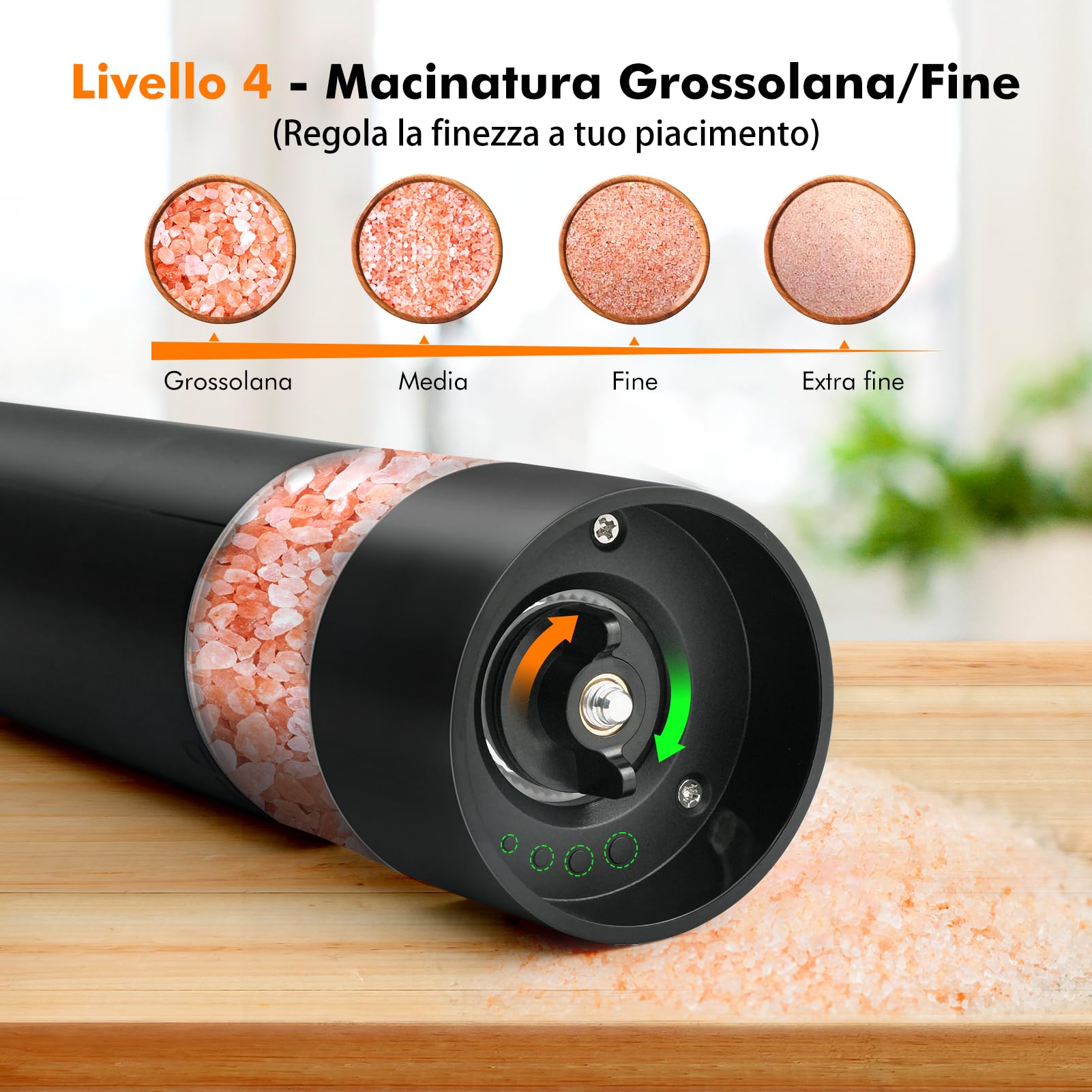 Macina Sale e Pepe Elettrico di 2 Pezzi -Ricaricabile USB Macina Pepe Elettrico con Base-Macinino Spezie a Grana Regolabile, Contenitore Lavabile per Cucina/Picnic/Grigliate