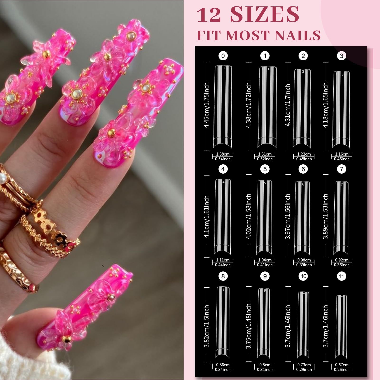 XXL Extra Long No C Curve Square Nail Tips - Image 3