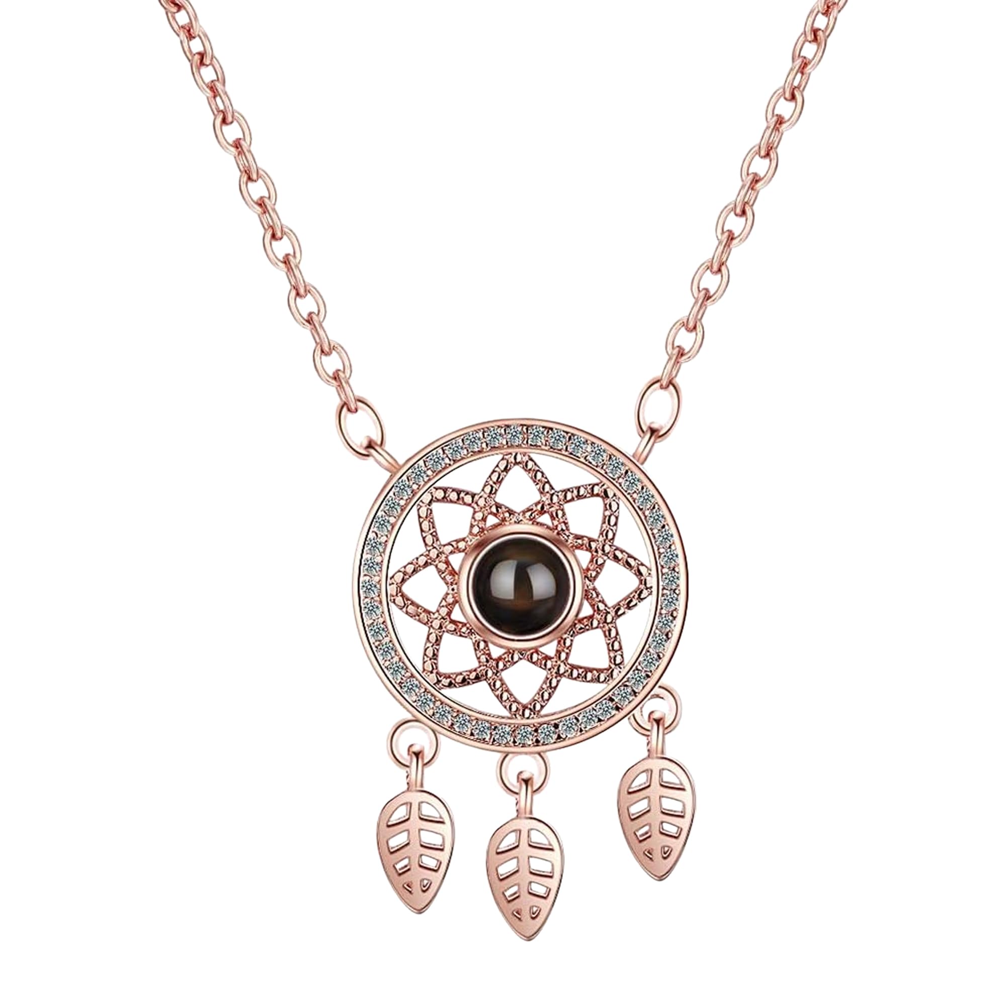 100 Languages “I Love You” Necklace for Women – Rose Gold Dream Catcher Pendant, Romantic Projection Jewelry, Anniversary, Birthday & Valentine’s Gift for Girlfriend, Wife, Sister & Loved Ones