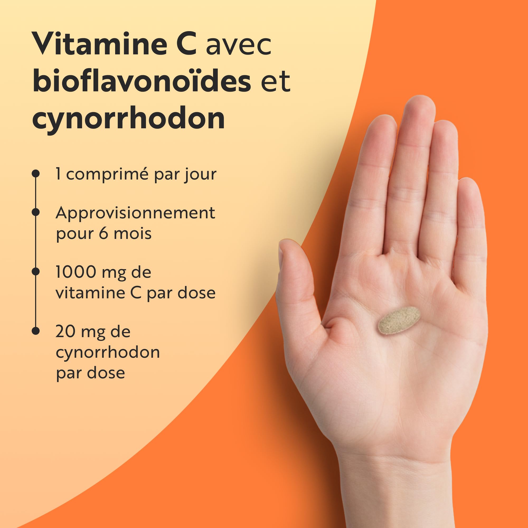 Nutravita Vitamine C 1000mg - Cure de 6 Mois, 180 Comprimés Vegan - Contribue à réduire la Fatigue, au Fonctionnement Normal du Système Immunitaire et à la Formation de Collagene - Vitamin C