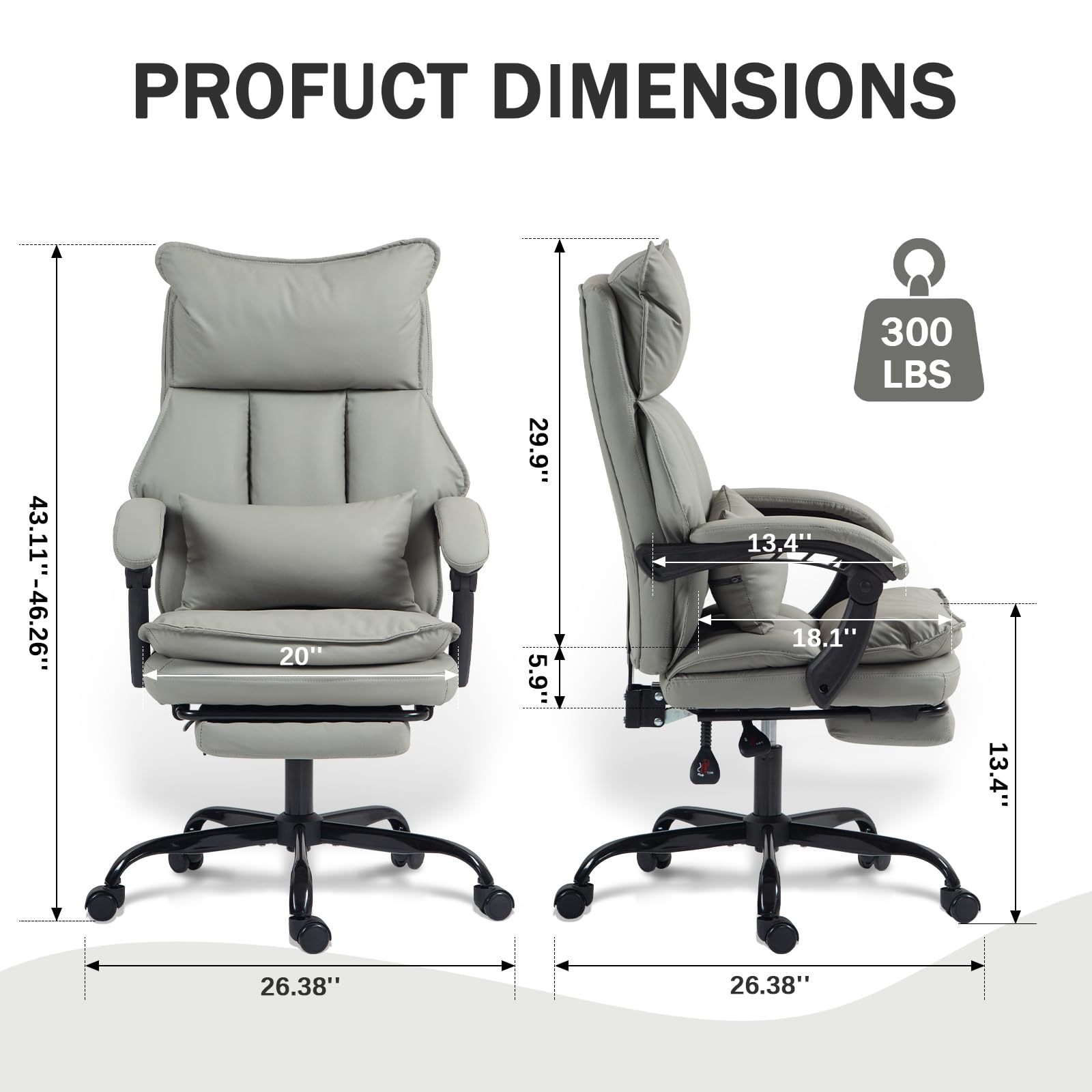 Home Office Desk Chairs Executive Office Chair 155 Reclining Office Chair with Footrest Leather High Back Comfy Computer — view 2