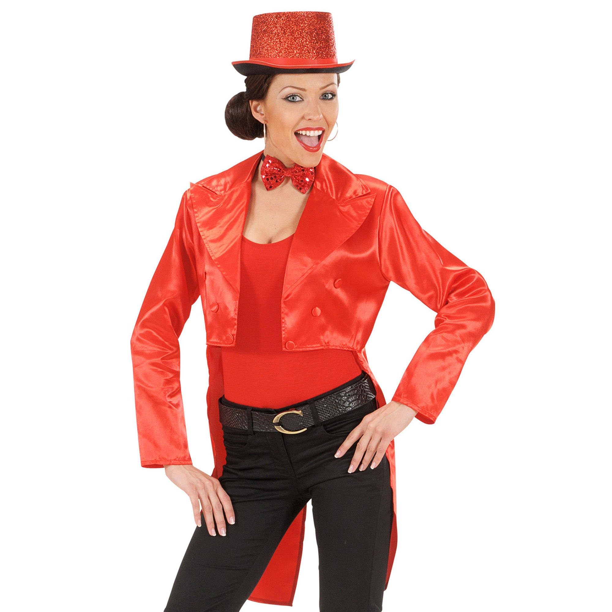 Tailcoat Red Satin Womens Costume Medium for Hardy Hollywood Film Fancy Dress