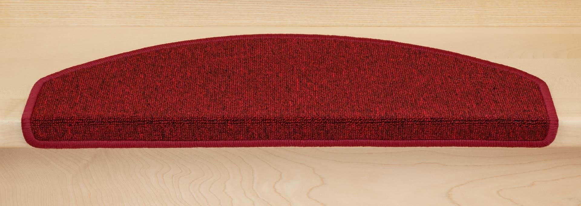 Kettelservice-Metzker Stufenmatten Treppen-Teppich Ariston | Halbrund 65x24cm Trittfläche, Weinrot 15 Stück