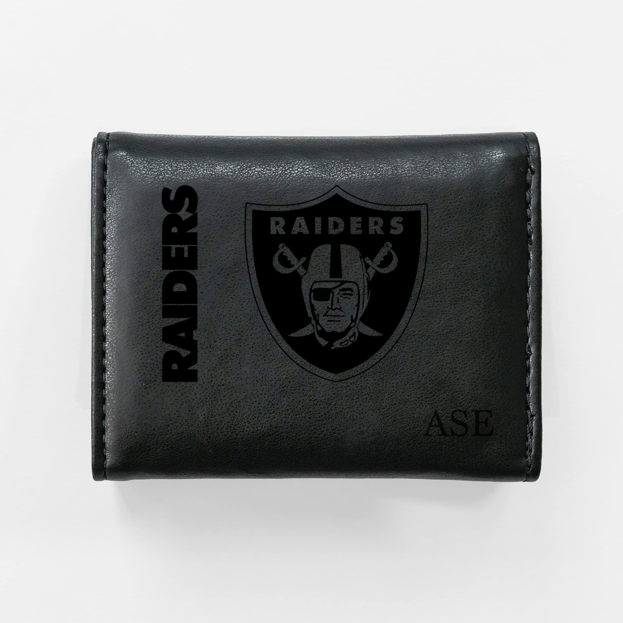 Rico Industries NFL Football Las Vegas Raiders Black Personalized-Custom Laser Engraved Tri-fold Wallet - Slim Wallet