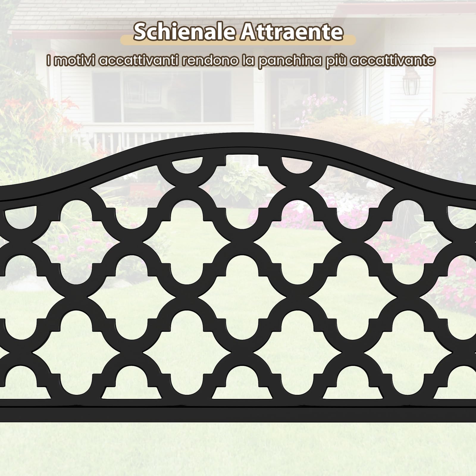 COSTWAY Panchina da Esterno in Metallo con Doghe e Braccioli Curvati | Panca da Giardino 128 x 54 x 89 cm per 2-3 Persone per Piscina e Veranda, Nero