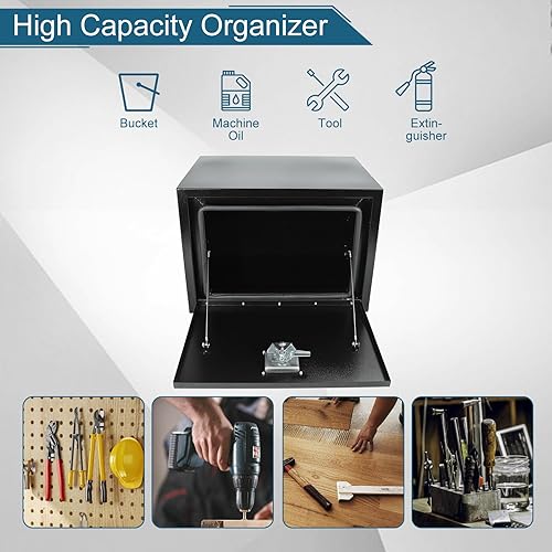 Miniatura 42 de Caja de acero para camión, 30 x 18 x 18 pulgadas, caja de acero resistente para remolque, caja de herramientas para camión, organizador