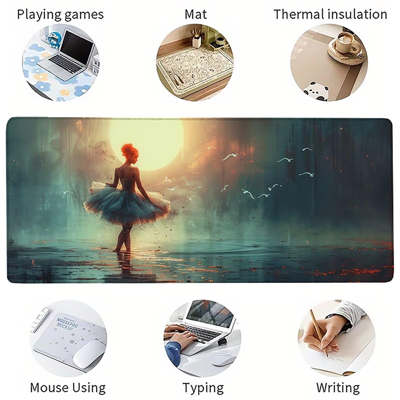 Verde Alfombrilla Ratón XXL 1600x800x3mm, Mujer Grande Mouse Pad P-8120 | Alfombrilla Ratón Gaming Mejora la Precisión y la Velocidad, Alfombrilla Escritorio para Jugadores de PC, Oficina