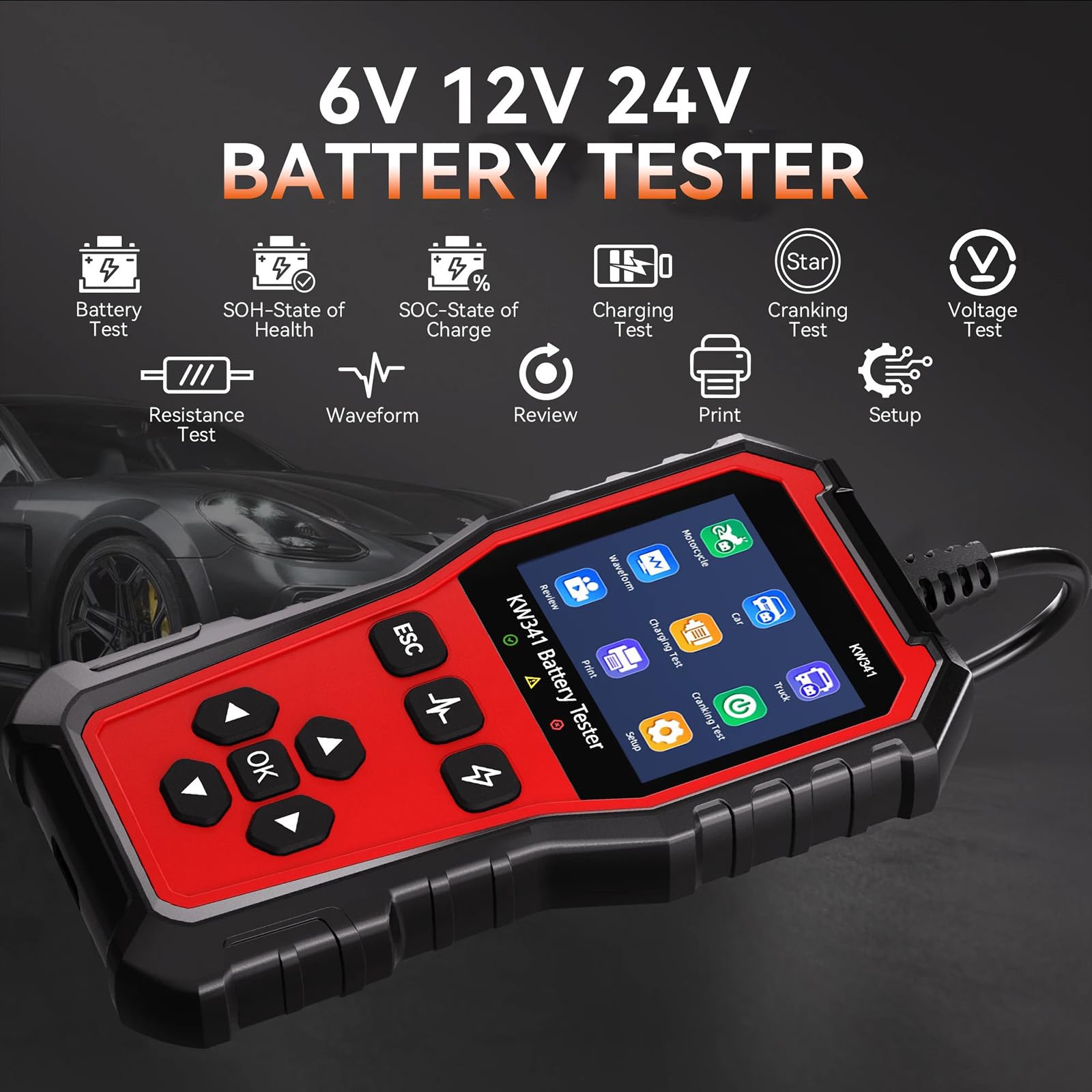 Strumento diagnostico digitale per batteria del veicolo digitale per monitoraggio dello stato della batteria ABS portatile Facile da trasportare per auto e Tester per auto