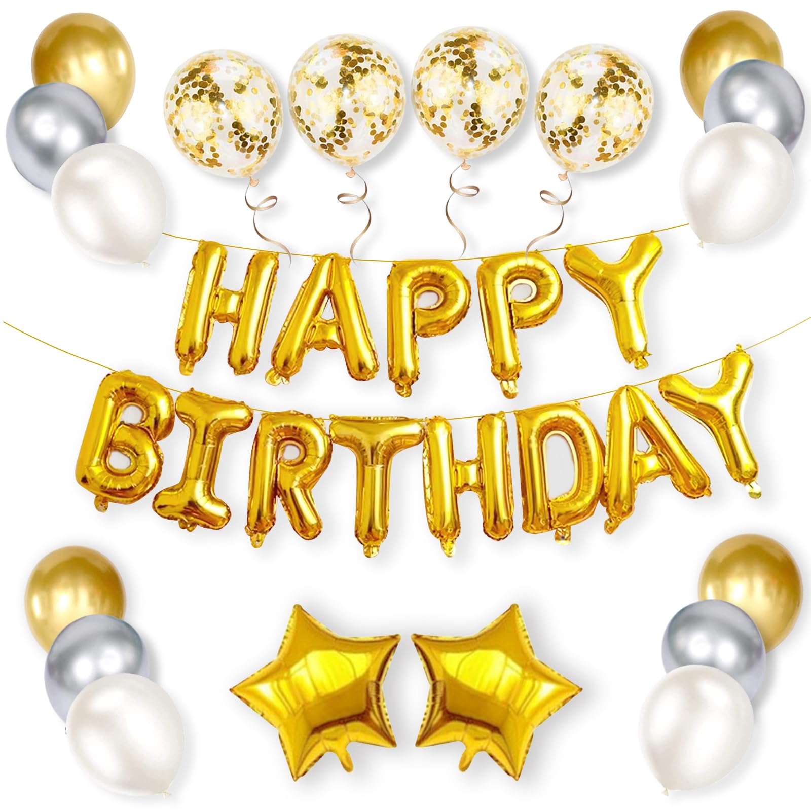 Amazon | 誕生日 バルーン バースデー 飾り付け 風船 金の風船 セット