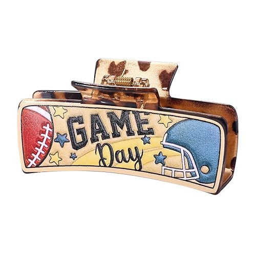 Game Day Hair Clips Football Hair Claw Clips for Women Large Nonslip Tortoise Acrylic Hair Claws Game Day Accessories Outfits Sport Team Spirit Day Football Mom Accessories Party Favors Gifts - Pattern D
