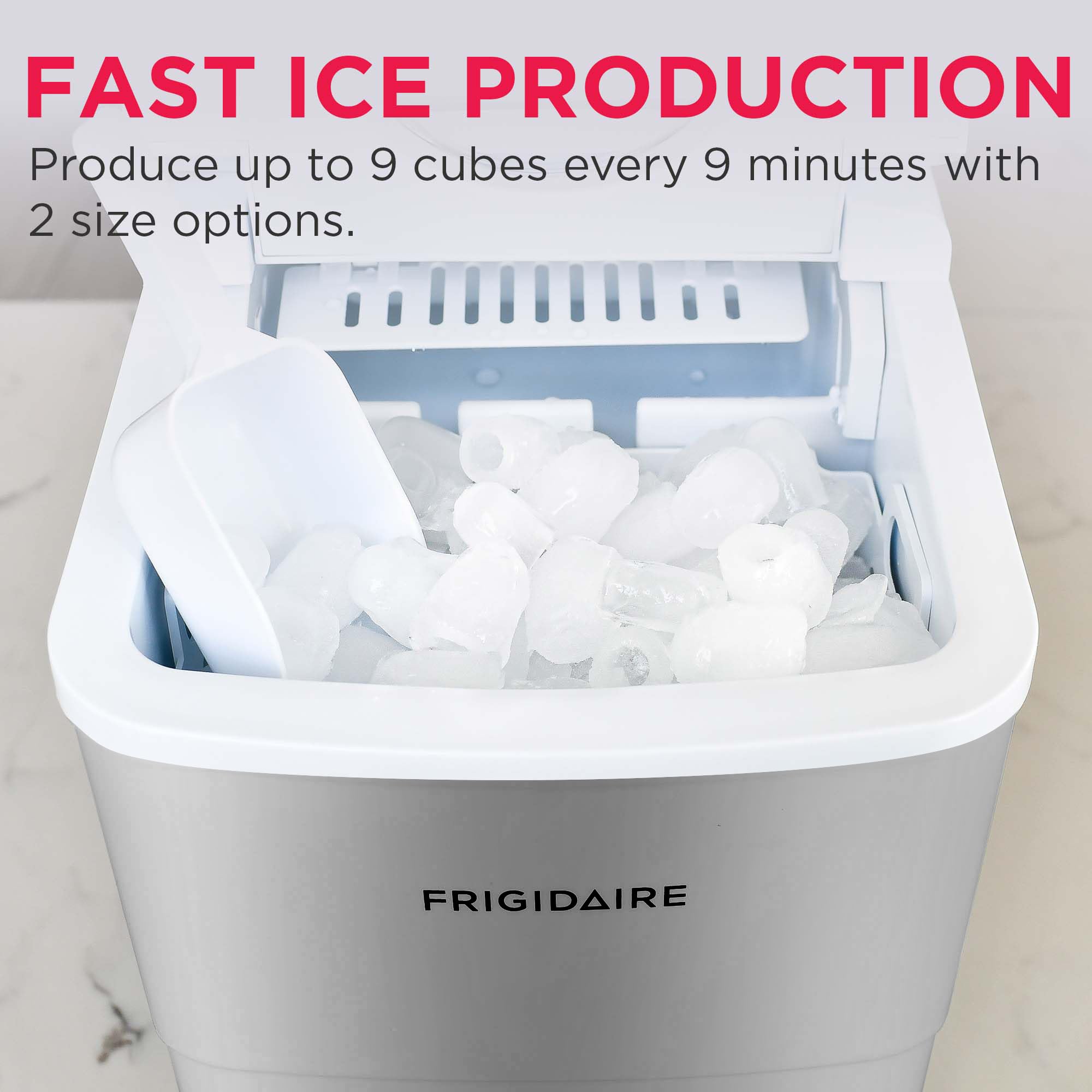 Frigidaire EFIC108-Silver Compact Ice Maker, Counter-top Portable, 26 lb per Day, Silver on Fridge.com