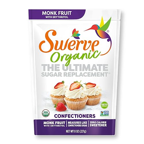 Swerve Organic Monk Fruit Blend - Edulcorante de reemplazo de azúcar, 8 onzas (paquete de 1)