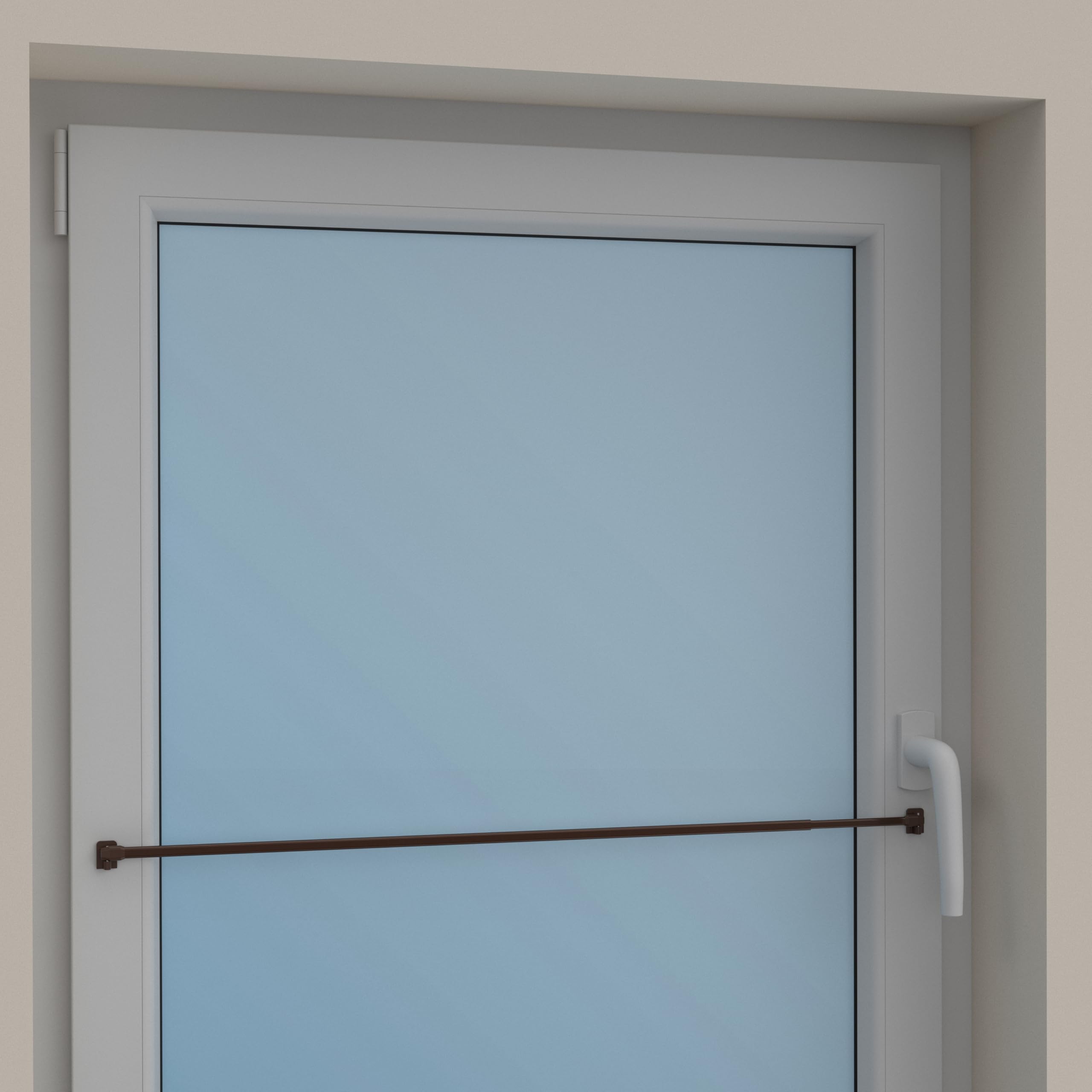 Interdeco Vitragestangen mit Klebehaken/Scheibenstangen Braun (4 Stück), ausziehbar 100-180 cm