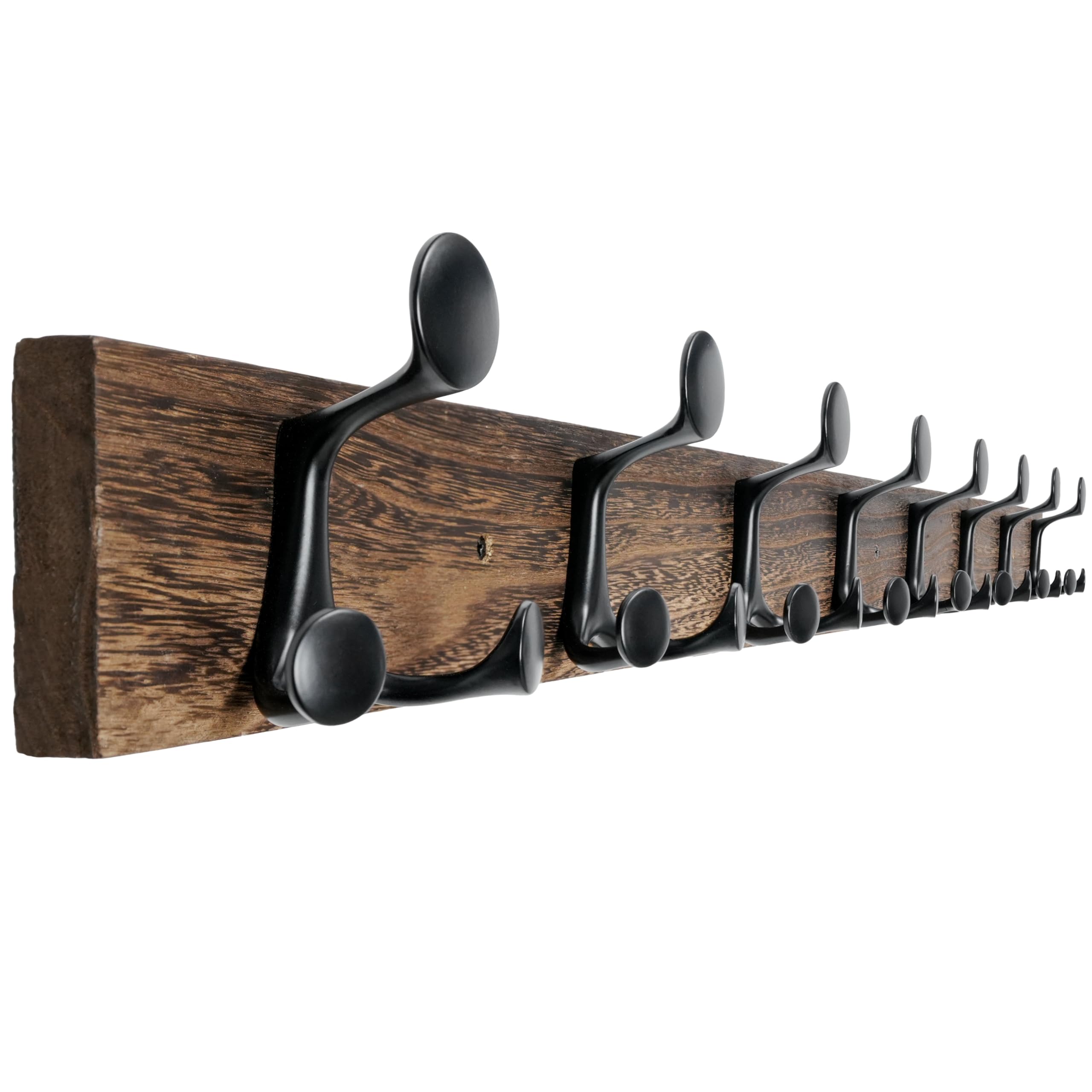 WEBI Coat Rack Wall Mount,109cm Solid Wood Coat Hooks Wall Mounted Coat Hanger,Heavy Duty Hook Rack Rail,8 Triple Hooks for Hanging Coats,Jacket,Clothes,Hat,Backpack,Weathered Brown — image 1