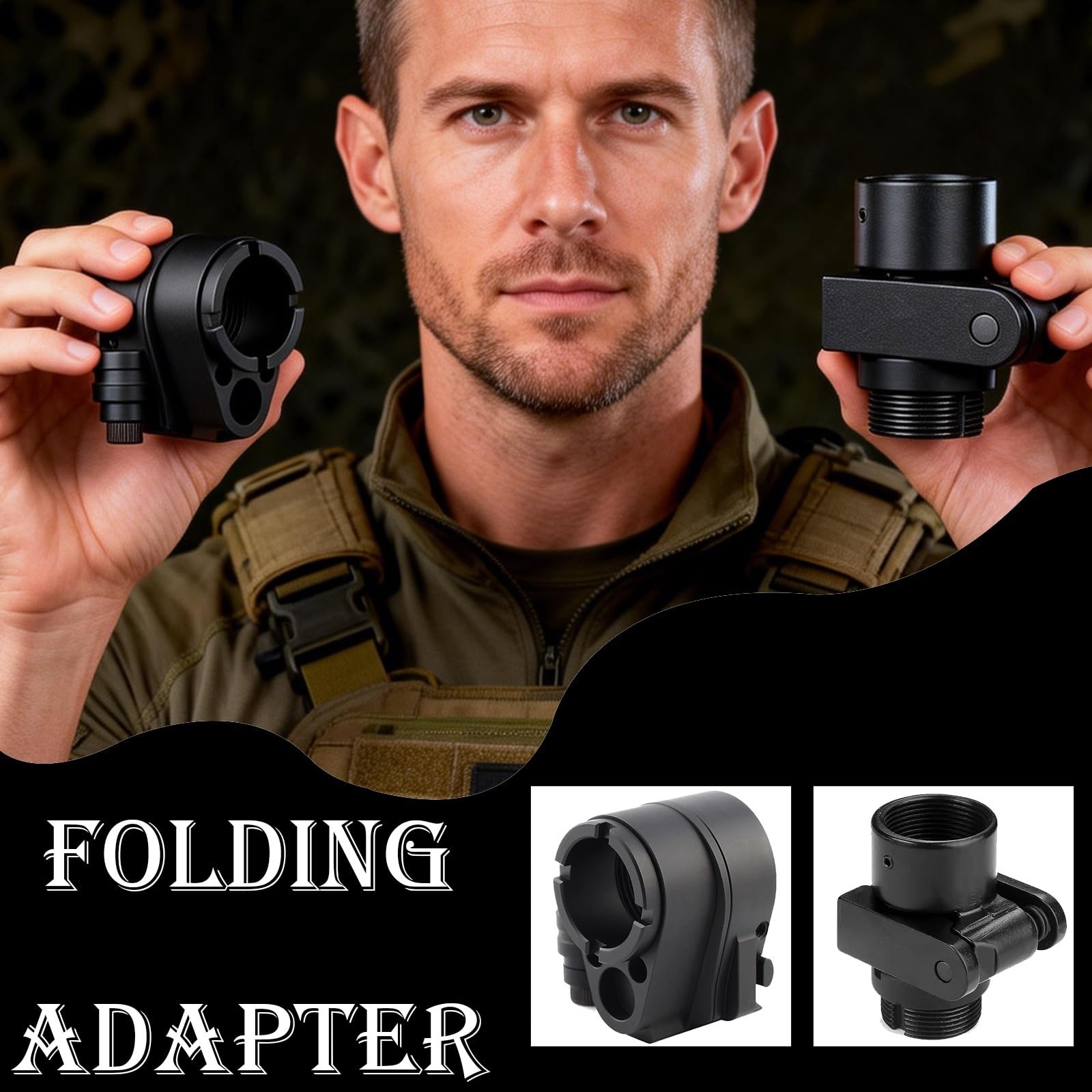 Kit de Adaptador de Culata Plegable para Fusiles Multi-Calibre, Diseño de Tercera Generación para Instalación Rápida en Plataformas .308 y 5.56, Incluye Mecanismo de Plegado y Herrajes