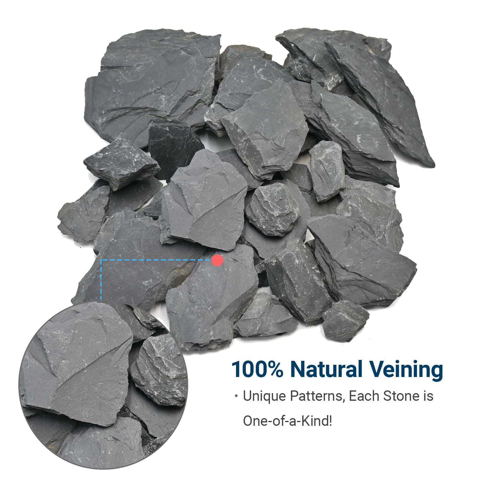 Natürliche Schiefersteine 2,3 kg – Schwarze Schieferplatten für Aquarium, Terrarium & Reptilien, Aquascaping Deko, Feengarten, 8–20 cm