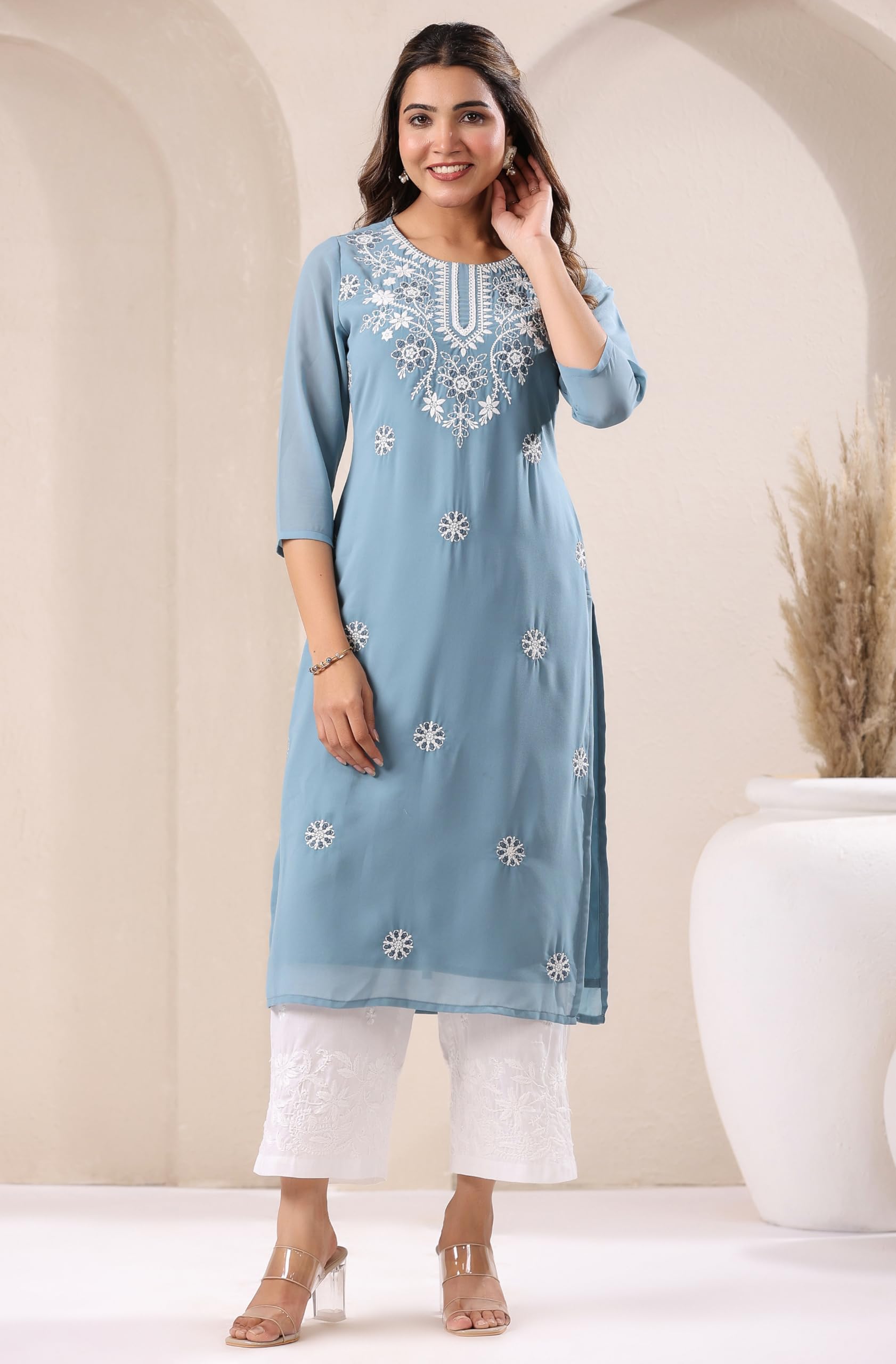 Janasya Women's Georgette Regular Fit Casual Kurta product image 2