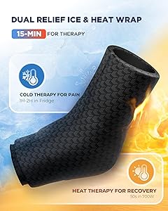 Ankle Ice Pack Wrap with Dual-Freezestorm Cooling Gel for Sprained, Ice Ankle Wrap with Cold Compression & 360Coverage for Achilles Tendonitis, Swelling Relief and Surgery Fracture Recovery(Large)