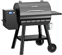Blatomic 700 Sq In LCD Wood Pellet Smoker Grill with Meat Probe, Auto Feed, 500°F Max, Black