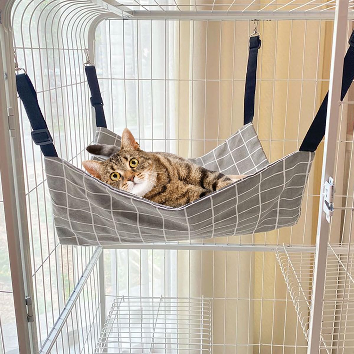 Helweet Pet Hammock, Cat Hammock, Cat Swing, Hanging Pet Bed, Pet Cage Hammock, Soft and Comfortable, Suitable for Pets Cats - Image 2
