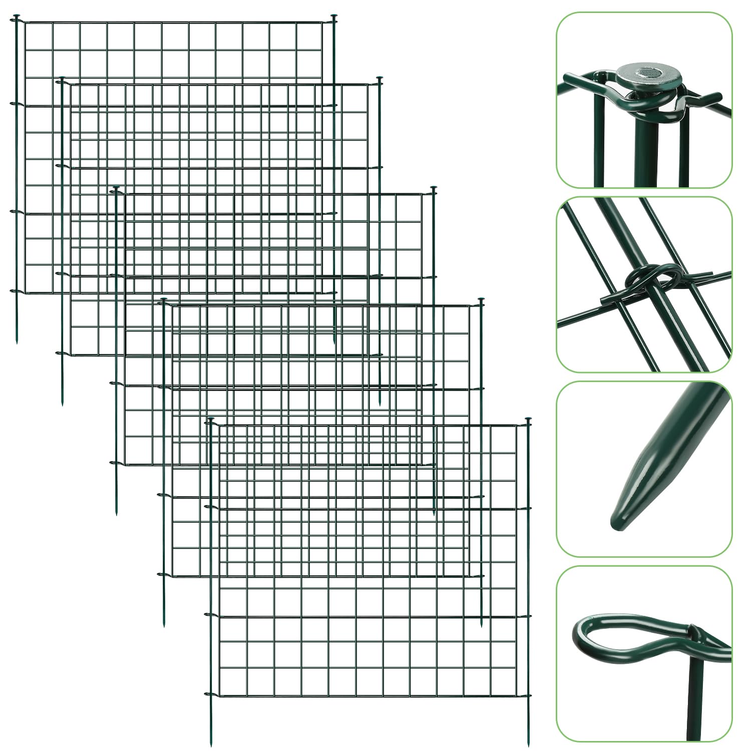 Teichzaun Gartenzaun,Zaun Teich 33tlg 15 Zaunelemente und 18 Befestigungsstäben,Gartenzaun Metall,steckzaun,Freigehege, Teich, Zaun, Gitterzaun,gehege kaninchen (Gerade)
