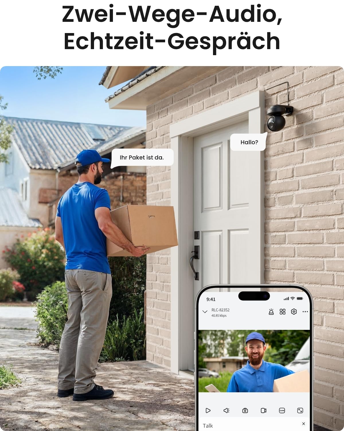 Reolink 5MP PTZ Überwachungskamera Aussen WLAN, 3X Optischer Zoom, 2,4/5GHz WLAN Kamera Outdoor mit Automatischer Verfolgung, Personen-/Fahrzeugerkennung, Vollfarb-Nachtsicht, E1 Outdoor Schwarz