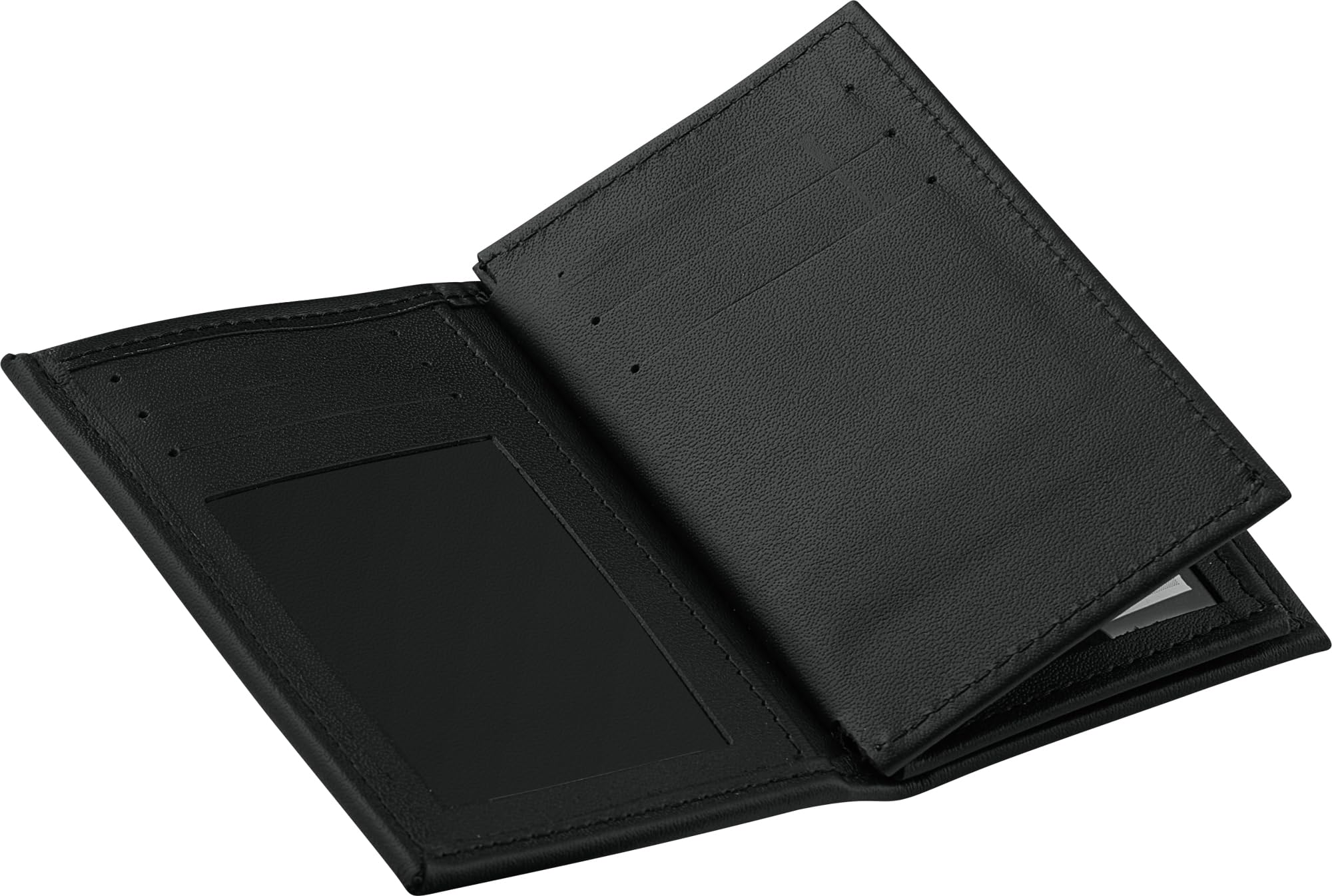Perfect Fit Hidden Badge Bifold Wallet TSA Badge and ID Case Hidden Badge Wallet (Cutout PF 691) Black Leather, Schwarz