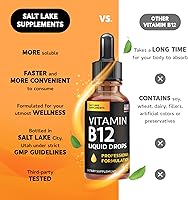 Vista 6 de Gotas líquidas de vitamina B12, vitaminas B12 veganas, 5000 mcg de metilcobalamina de acción rápida complejo sublingual B vitamina B2, B3, B6, sin