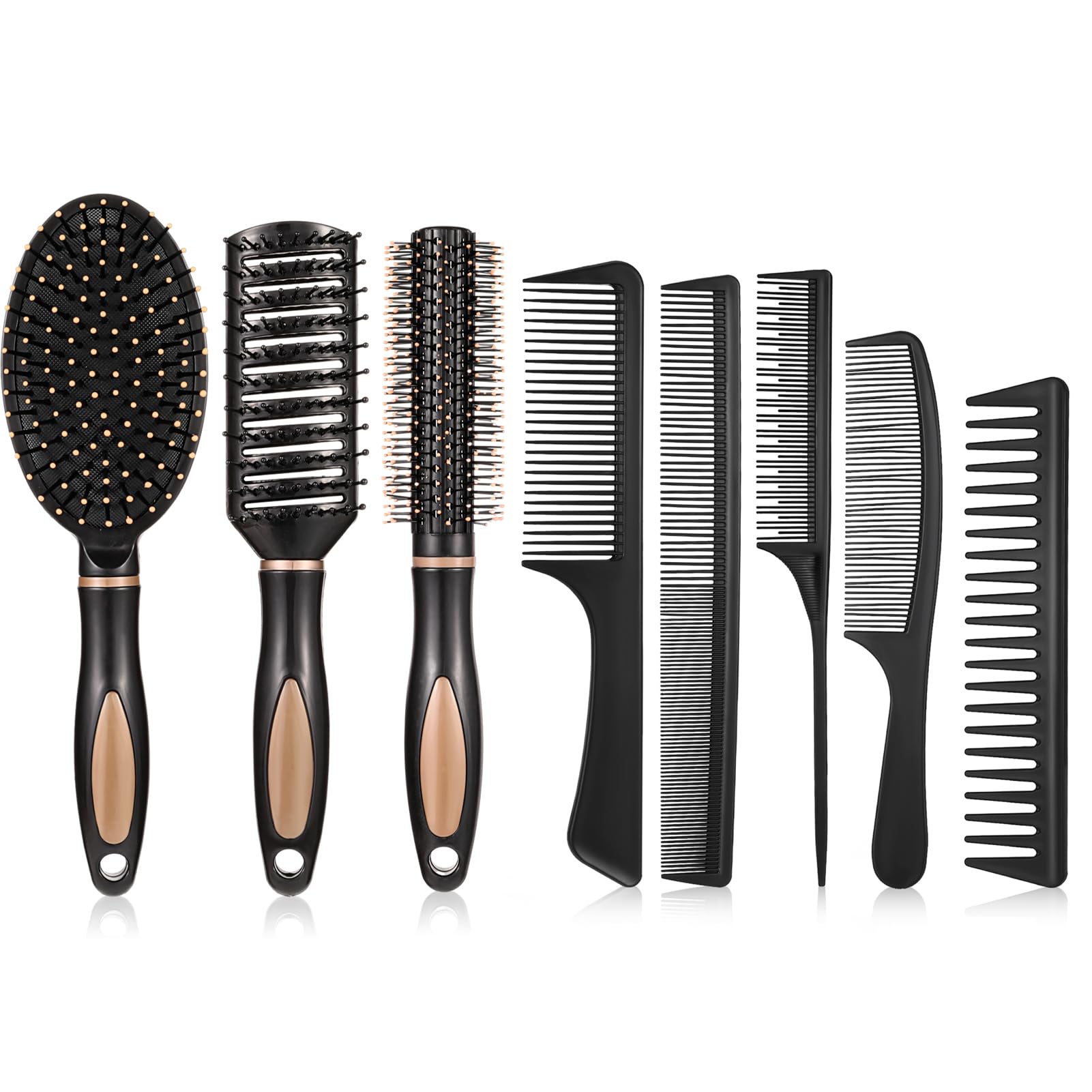 Meng Jiaran 8 Pack Hair Brush Set - Women's Detangling Paddle Brush for Wet & Curly Hair, Anti-Static - Salon & Home Supplies