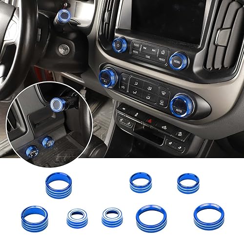 Jimen Compatible con Chevrolet ColoradoGMC Canyon 2014-2022, 8 piezas de cubierta de anillo de perilla de control de botón de volumen de audio de
