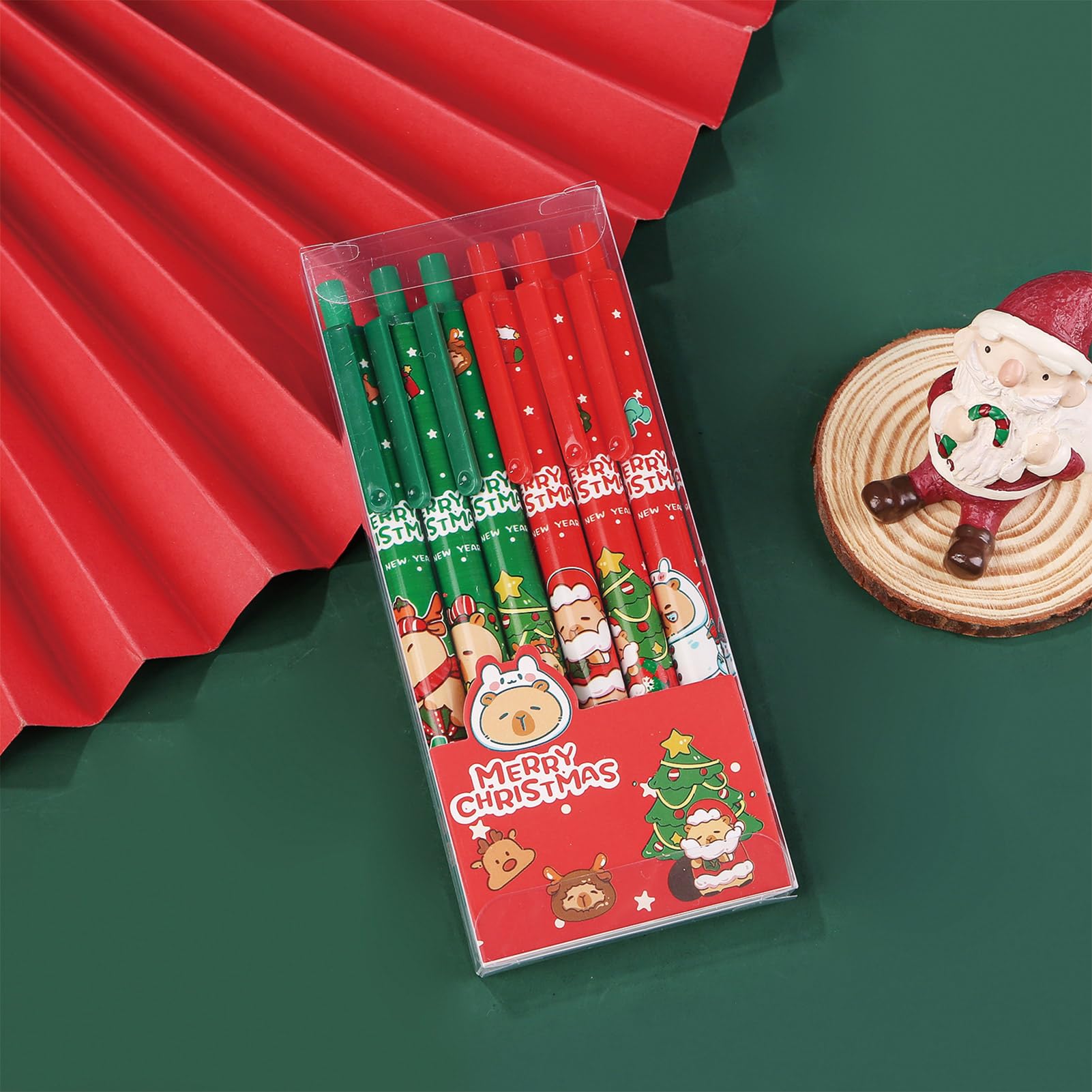 6 Pcs Cute Retractable Pens Caroon Christmas Capybara Gel Pens 0 5mm Fine Point Black Ink Smooth Writing — view 7