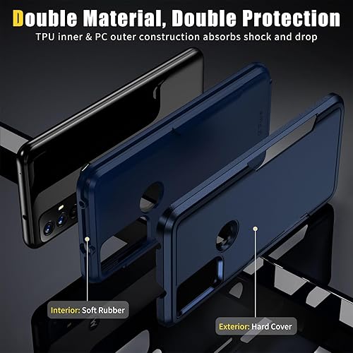 Miniatura 5 de Funda para Moto G Play 2023, Moto G Power 2022, Moto G Pure con protector de pantalla resistente, duradera y a prueba de golpes, color azul