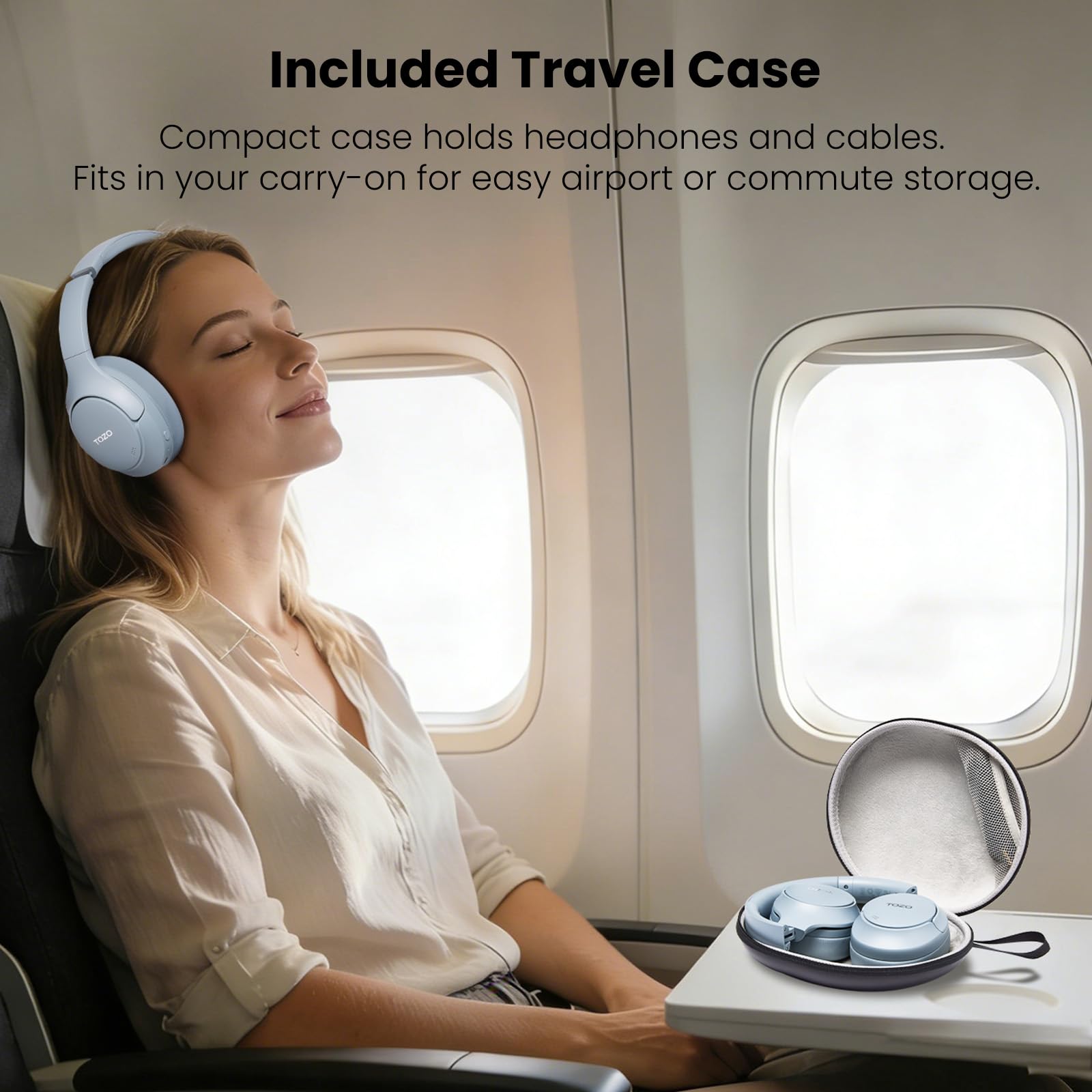 TOZO HT3 Hybrid Noise Cancelling Wireless Headphones, 90H Over Ear Headset view 9