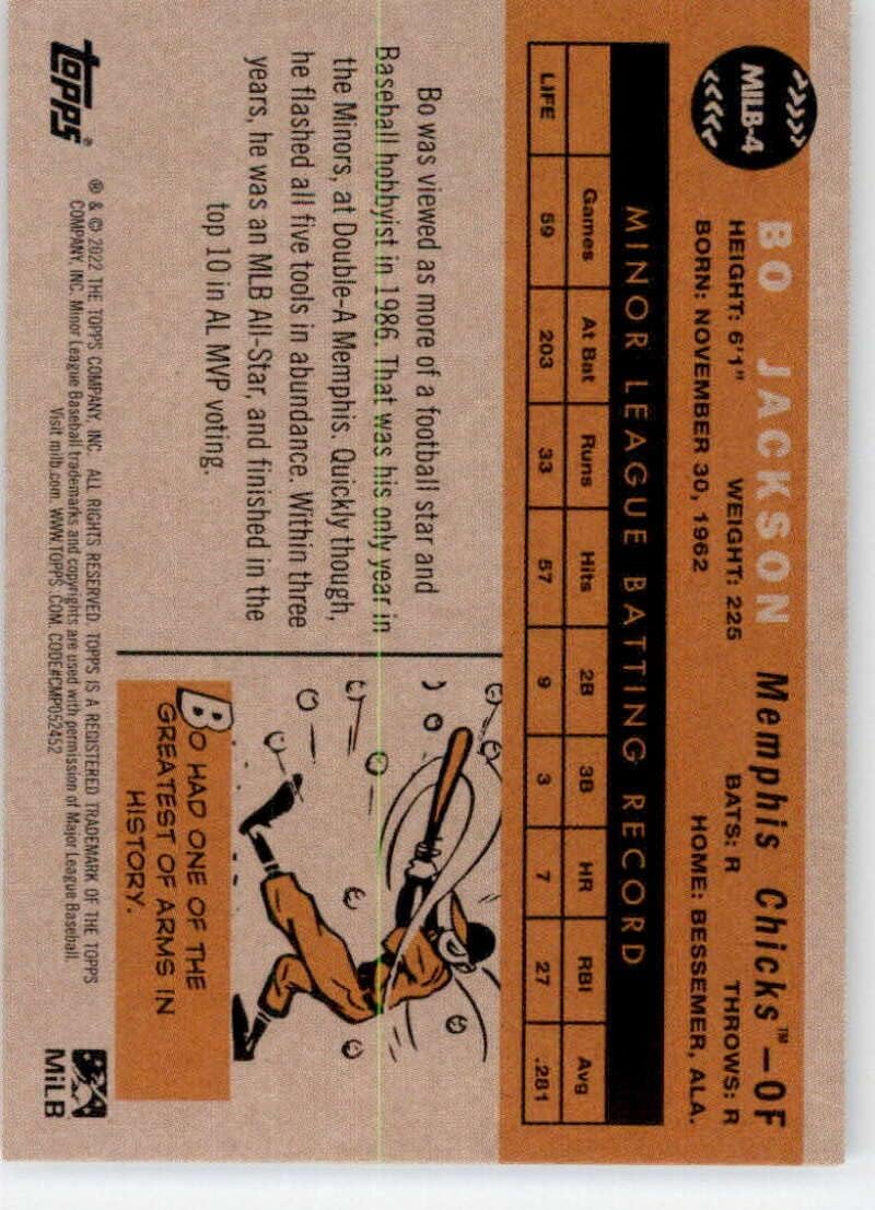 2022 Topps Pro Debut MiLB Legends #MILB-4 Bo Jackson Memphis Chicks MiLB Baseball Trading Card
