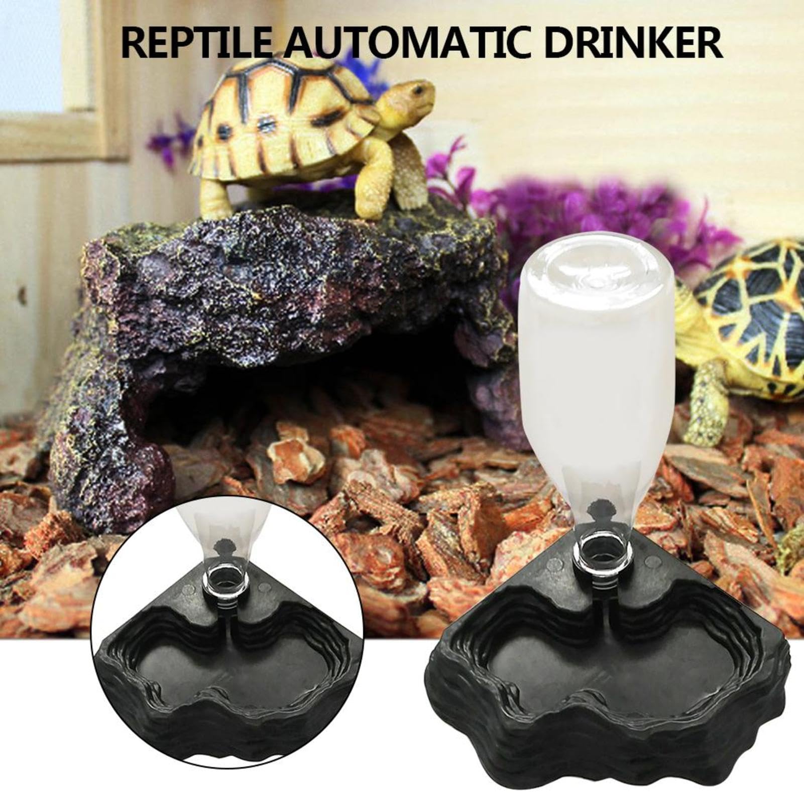 Distributeur d'eau pour reptiles Fontaine automatique pour terrarium cascade siphon amphibien bol à boire