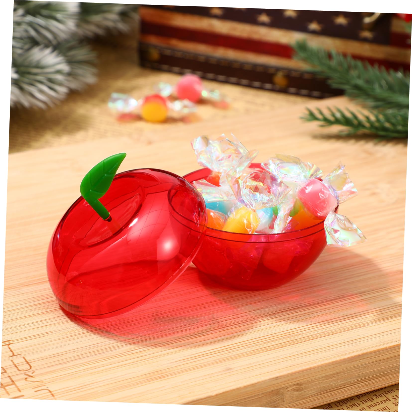 IWOWHERO 12pcs Apple Candy Box Department Store Decorations ' Candy Box Cupcake Containers Candy Containers Empty Apple Candy Jar Apples Shape Candy Boxes Candy Pouches Plastic Red